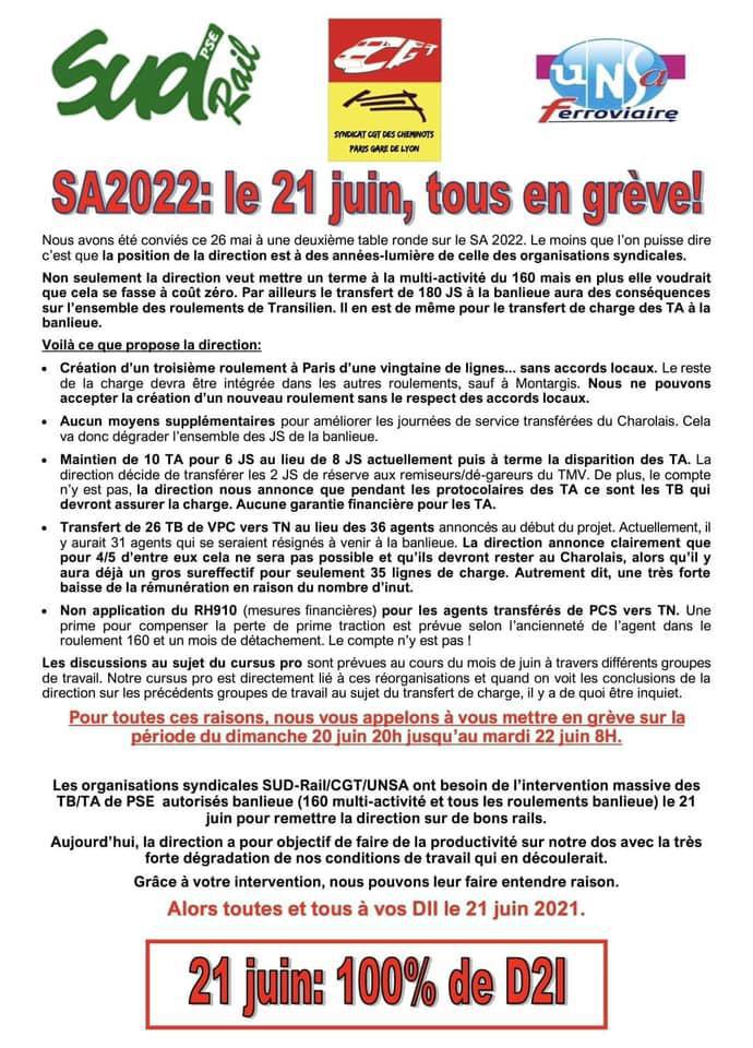 SA2022 : Le 21 juin, toutes et tous en grève !