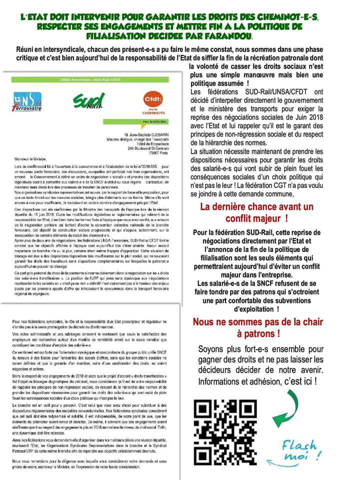 Farandou et le patronat du ferroviaire main dans la main pour faire du dumping social !
