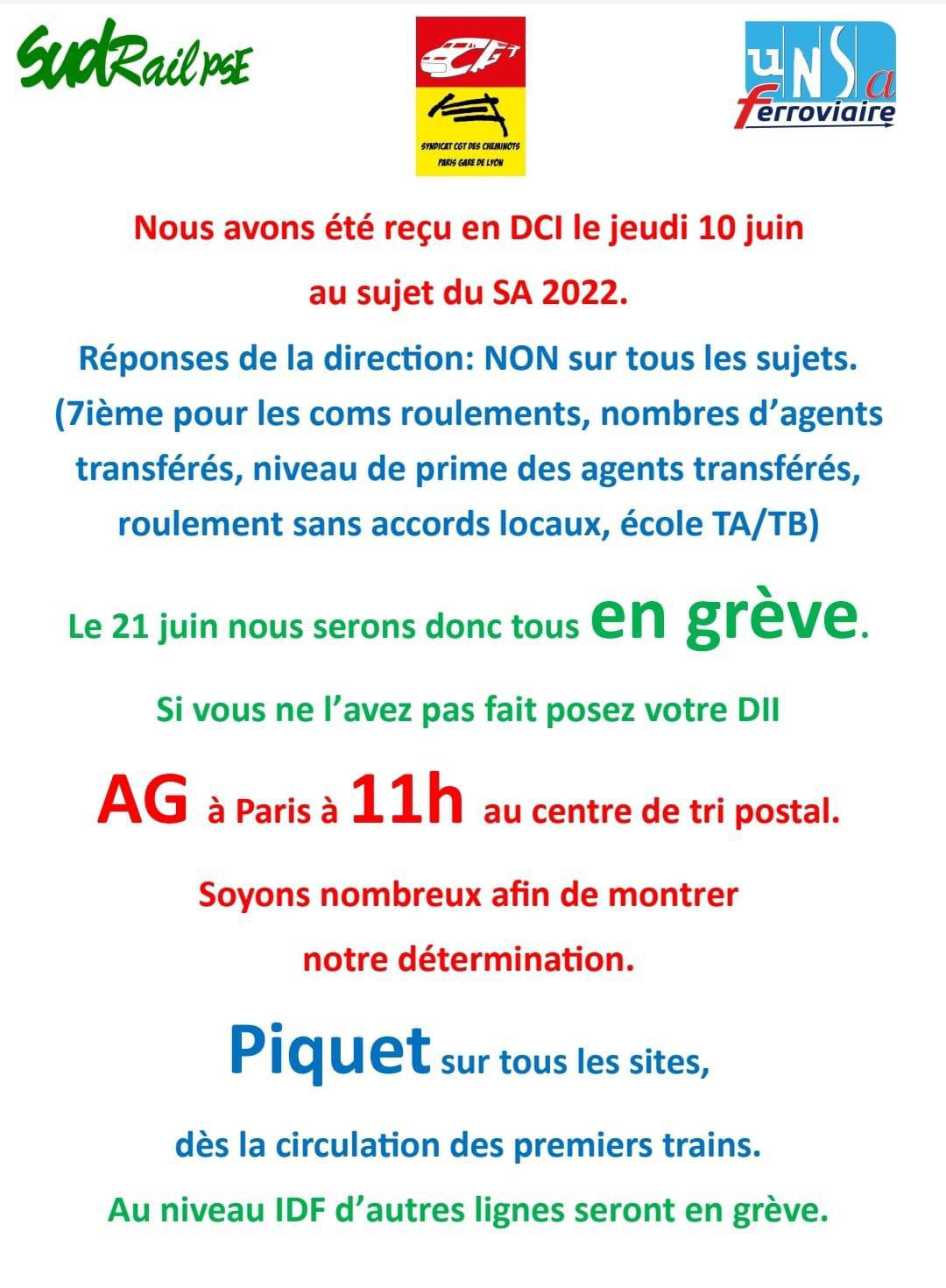 Les conducteurs de trains d'Île de France seront massivement en grève le Lundi 21 juin