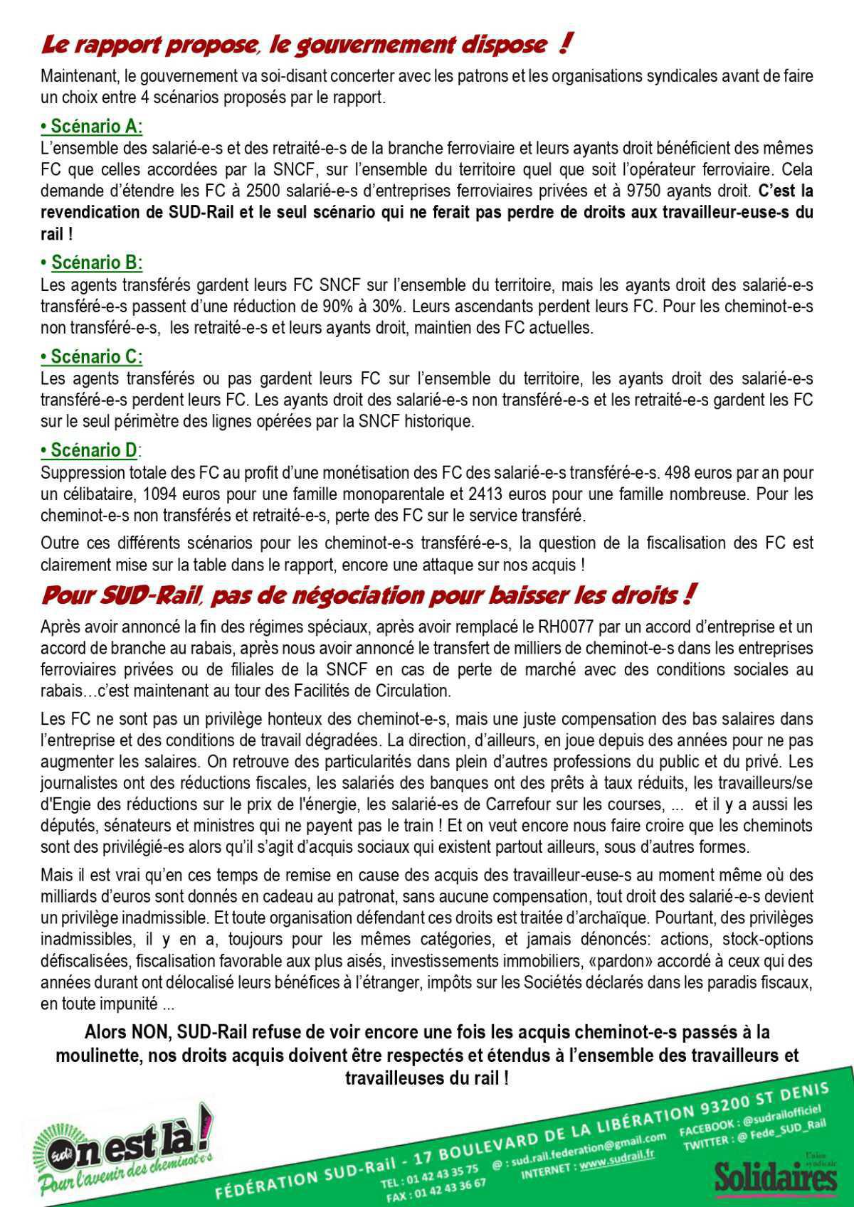 Un rapport sur les facilités de circulation des cheminots / un prétexte pour remettre en cause nos acquis ? ? Un rapport sur les facilités de circulation des cheminots / un prétexte pour remettre en cause nos acquis ? ?