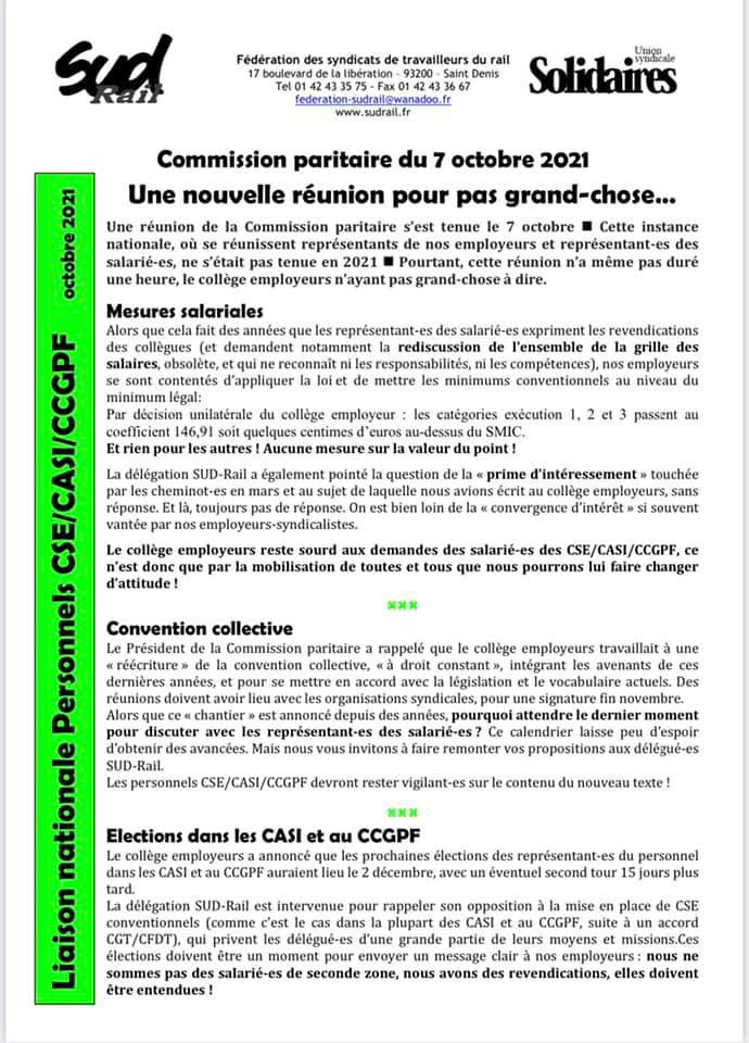 CSE/CASI/CCGPF - Une nouvelle réunion pour pas grand-chose...