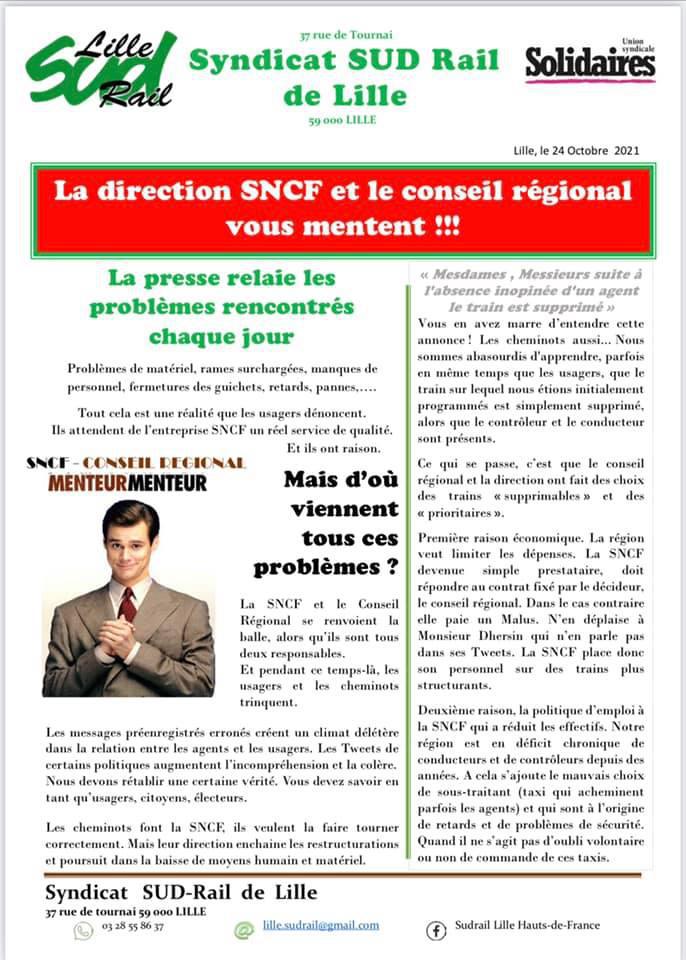 La direction SNCF et le conseil régional vous mentent !