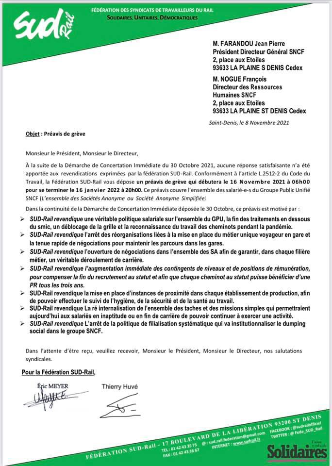 Préavis de grève nationale