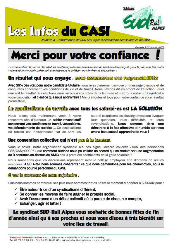 Election CASI - Merci pour votre confiance !