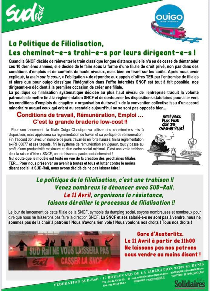 Filialisation - Les cheminots trahis par leurs dirigeants !