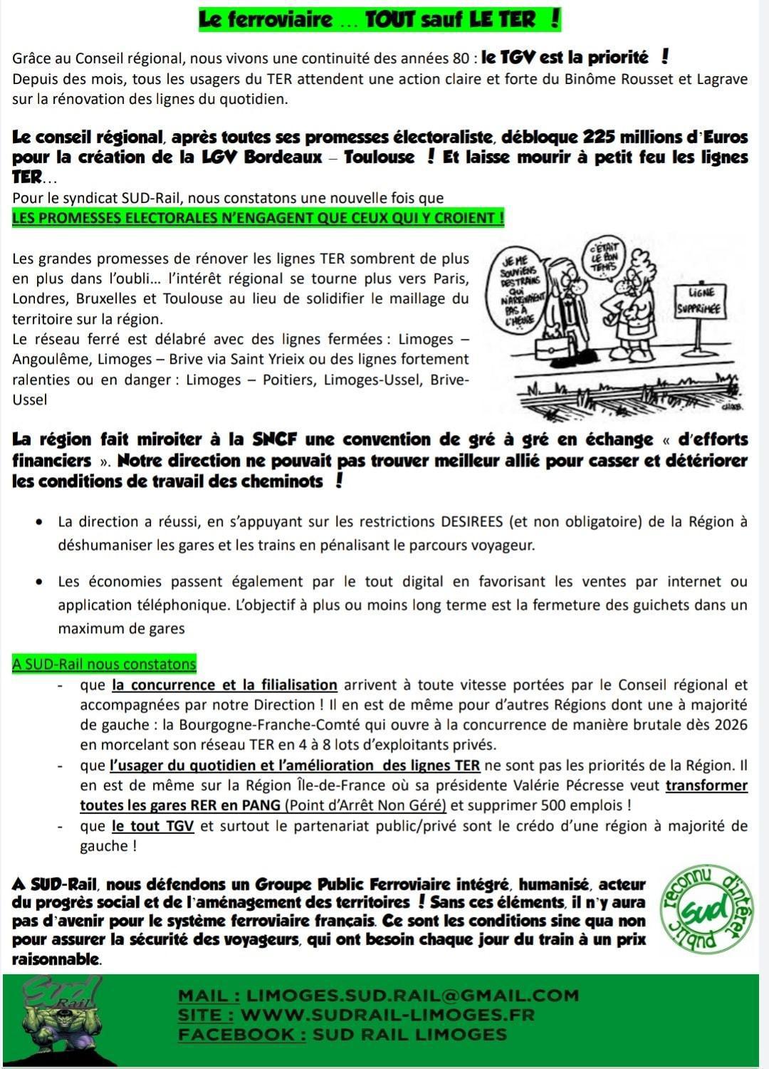 La stratégie régionale...Tout sauf SNCF !
