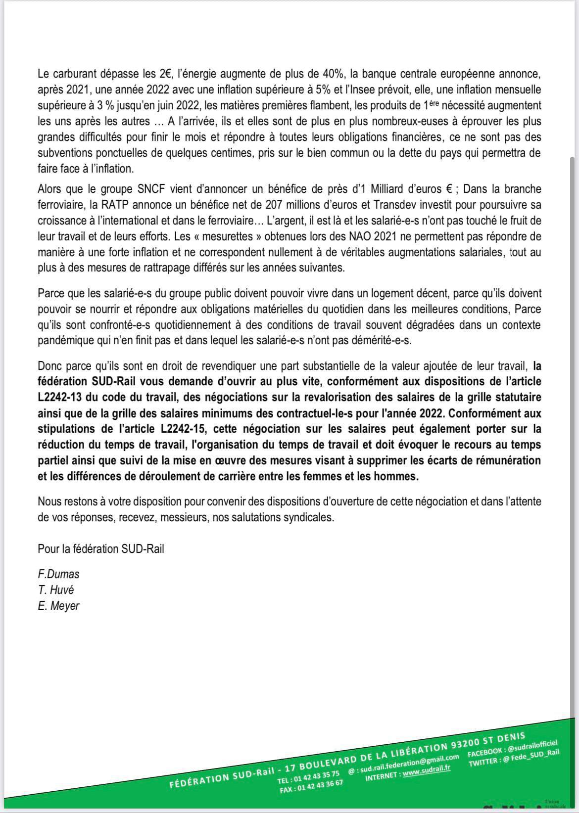 SUD-Rail exige l’ouverture d’urgence des négociations annuelles sur les salaires 2022 !!