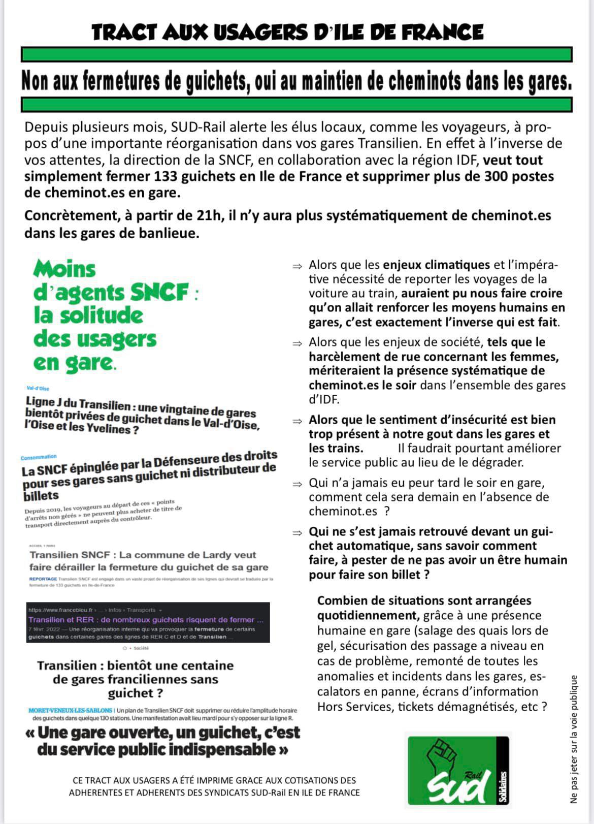 IdF - Tract aux usager-es d'Ile de France