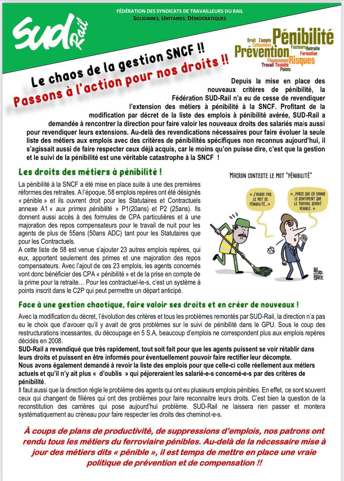 Pénibilité - Le chaos de la gestion SNCF, passons à l'action pour nos droits ! Pénibilité - Le chaos de la gestion SNCF, passons à l'action pour nos droits !