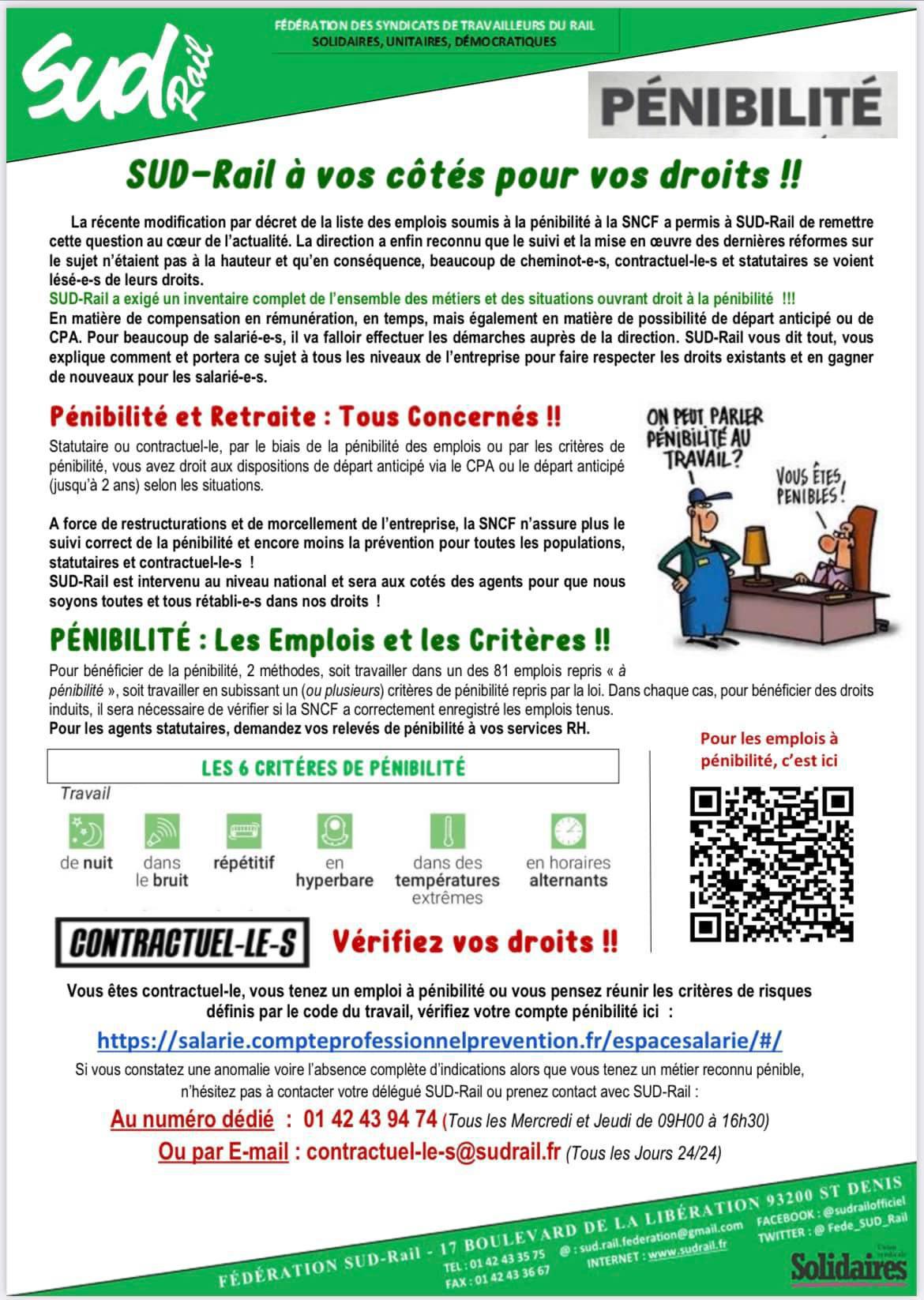Pénibilité - SUD-Rail à vos côtés pour vos droits !! Pénibilité - SUD-Rail à vos côtés pour vos droits !!