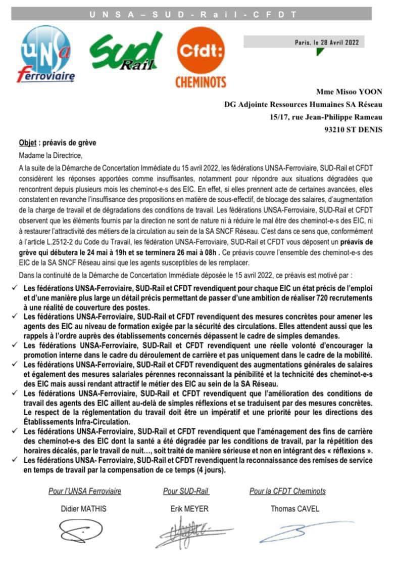 25 Mai - Préavis de grève Nationale EIC
