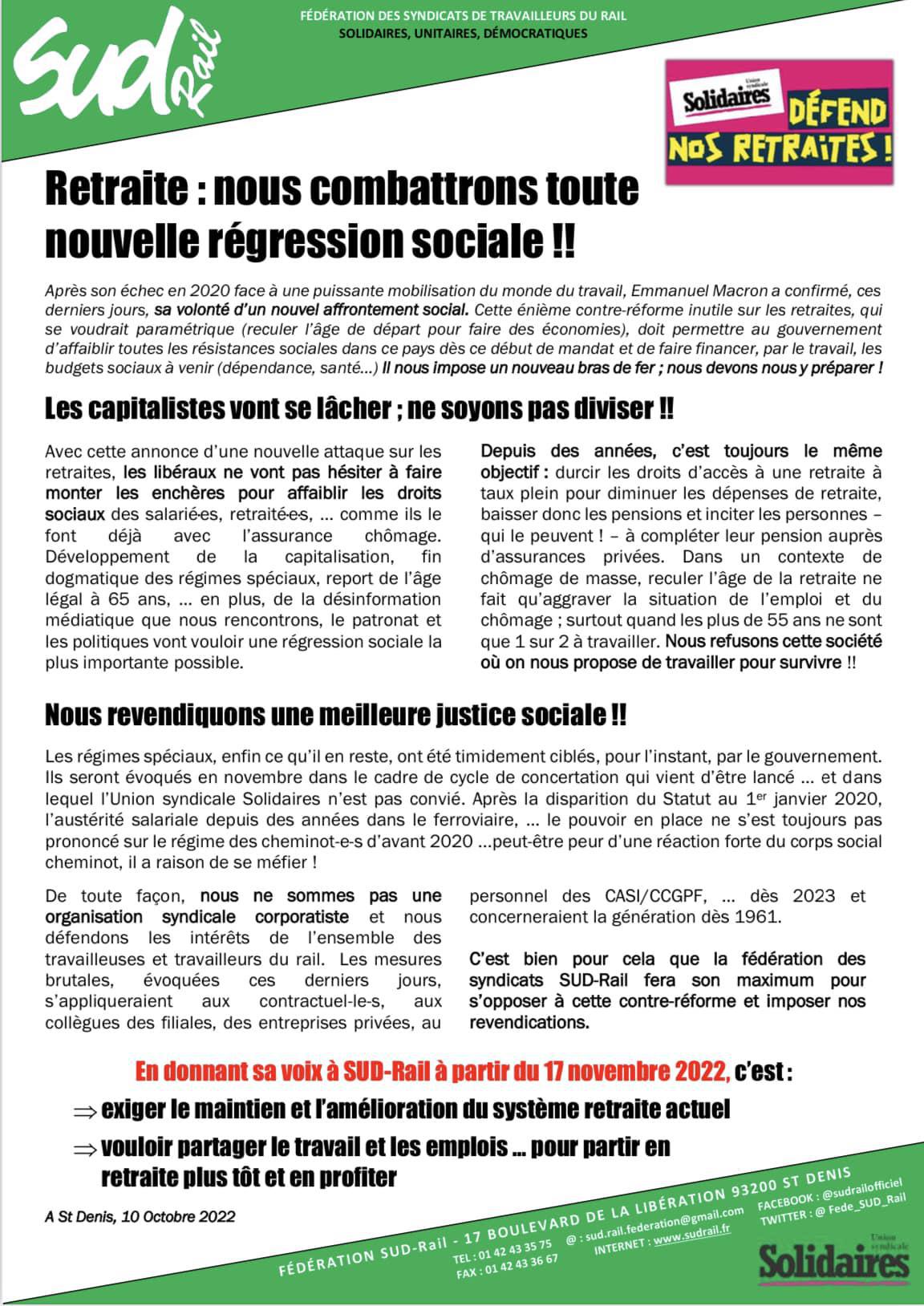 Retraite - Nous combattrons toute nouvelle régression sociale !! Retraite - Nous combattrons toute nouvelle régression sociale !!