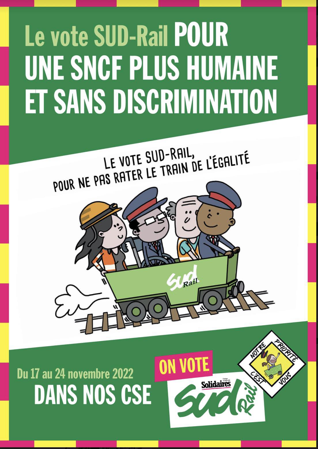 Le vote SUD-Rail, Pour une SNCF plus humaine et sans discrimination !