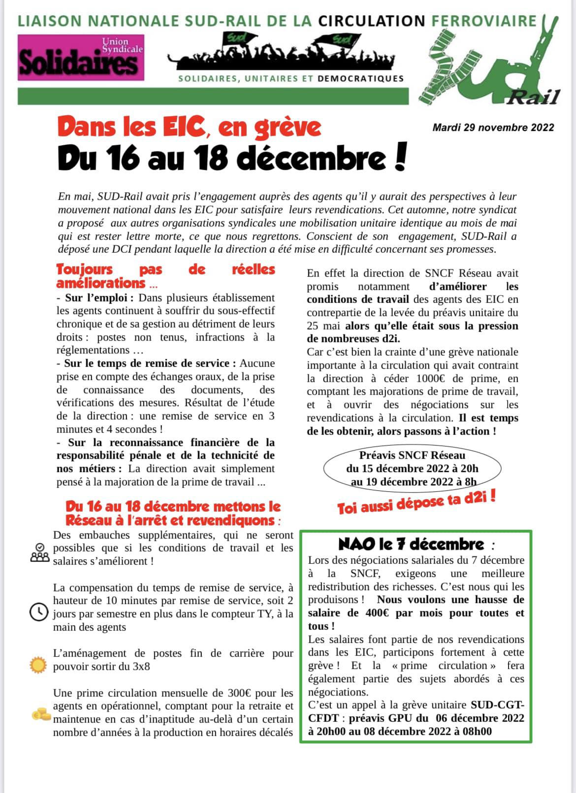 Dans les EIC, en grève du 16 au 18 décembre !
