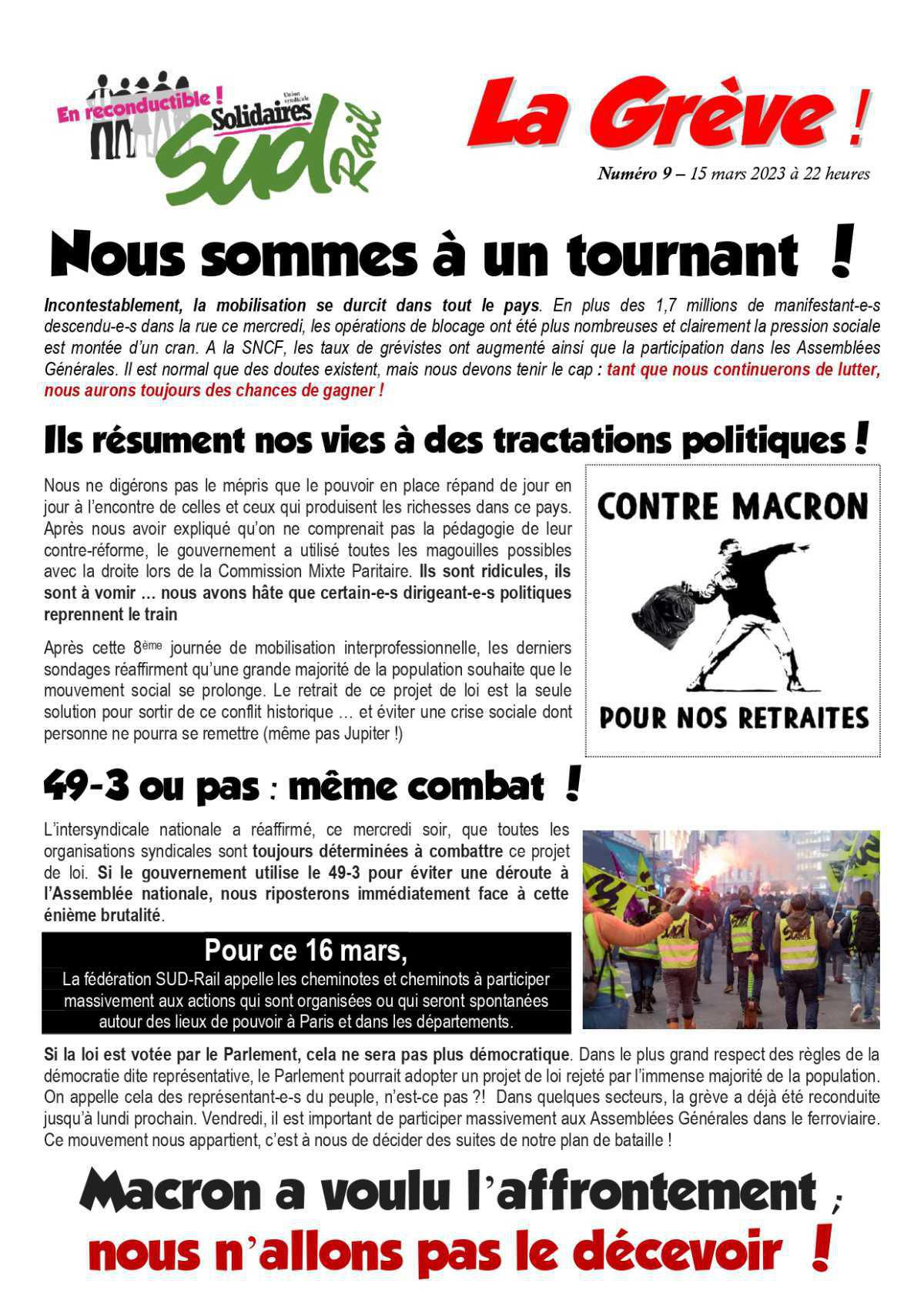 Retraites (9) - Nous sommes à un tournant ! Retraites (9) - Nous sommes à un tournant !