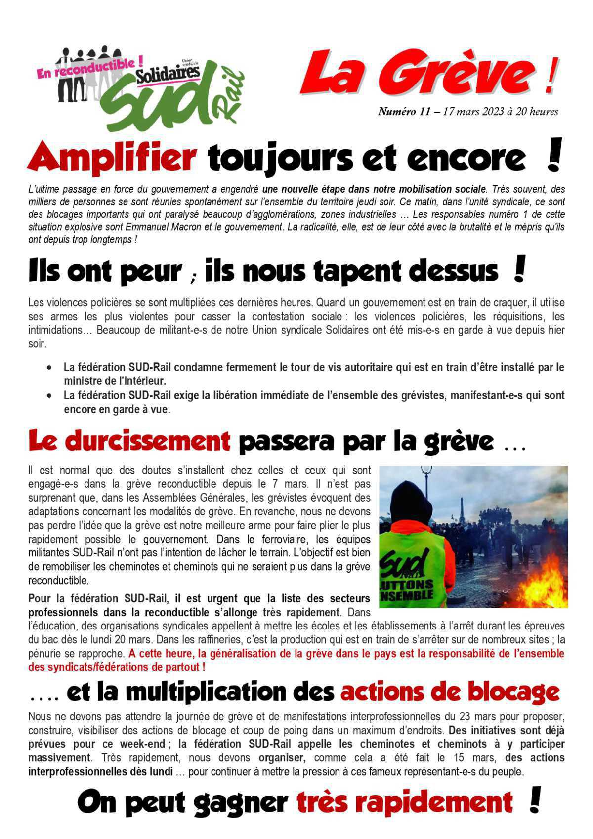 Retraites (11) - Amplifions toujours et encore ! Retraites (11) - Amplifions toujours et encore !