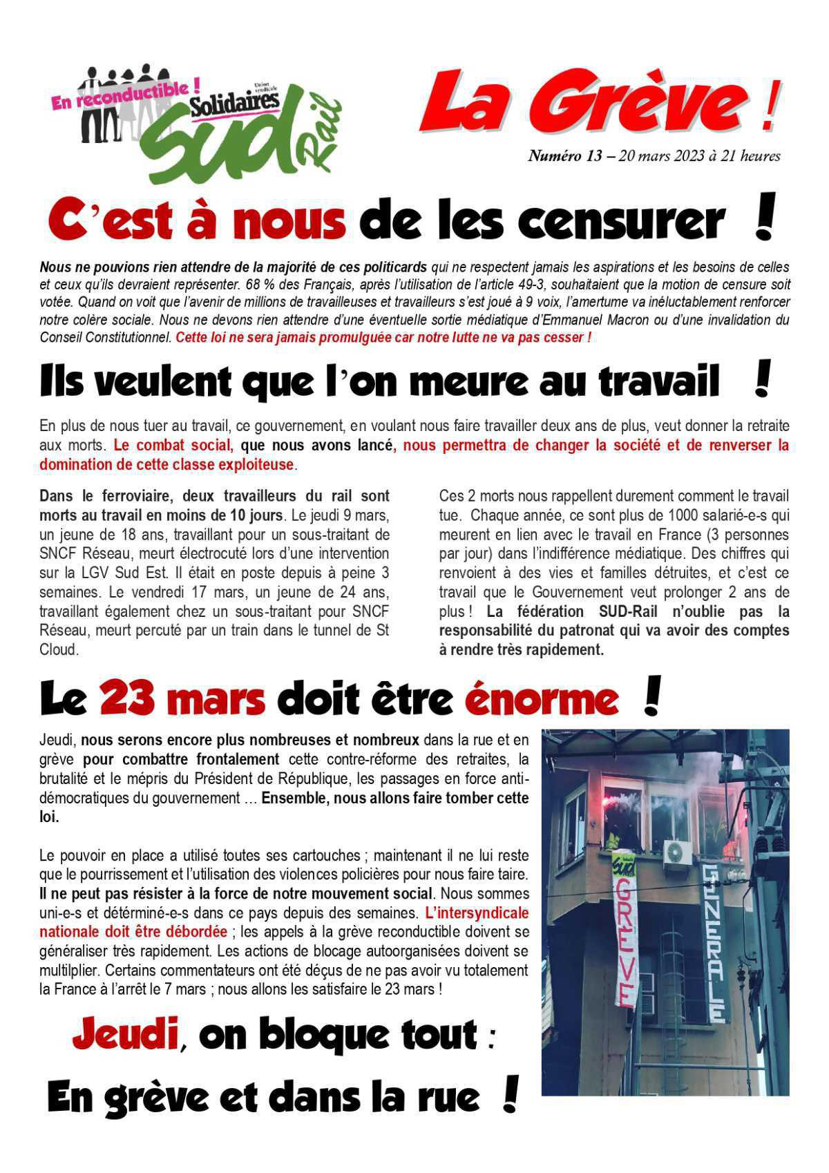 Retraites (13) - C'est à nous de les censurer ! Retraites (13) - C'est à nous de les censurer !