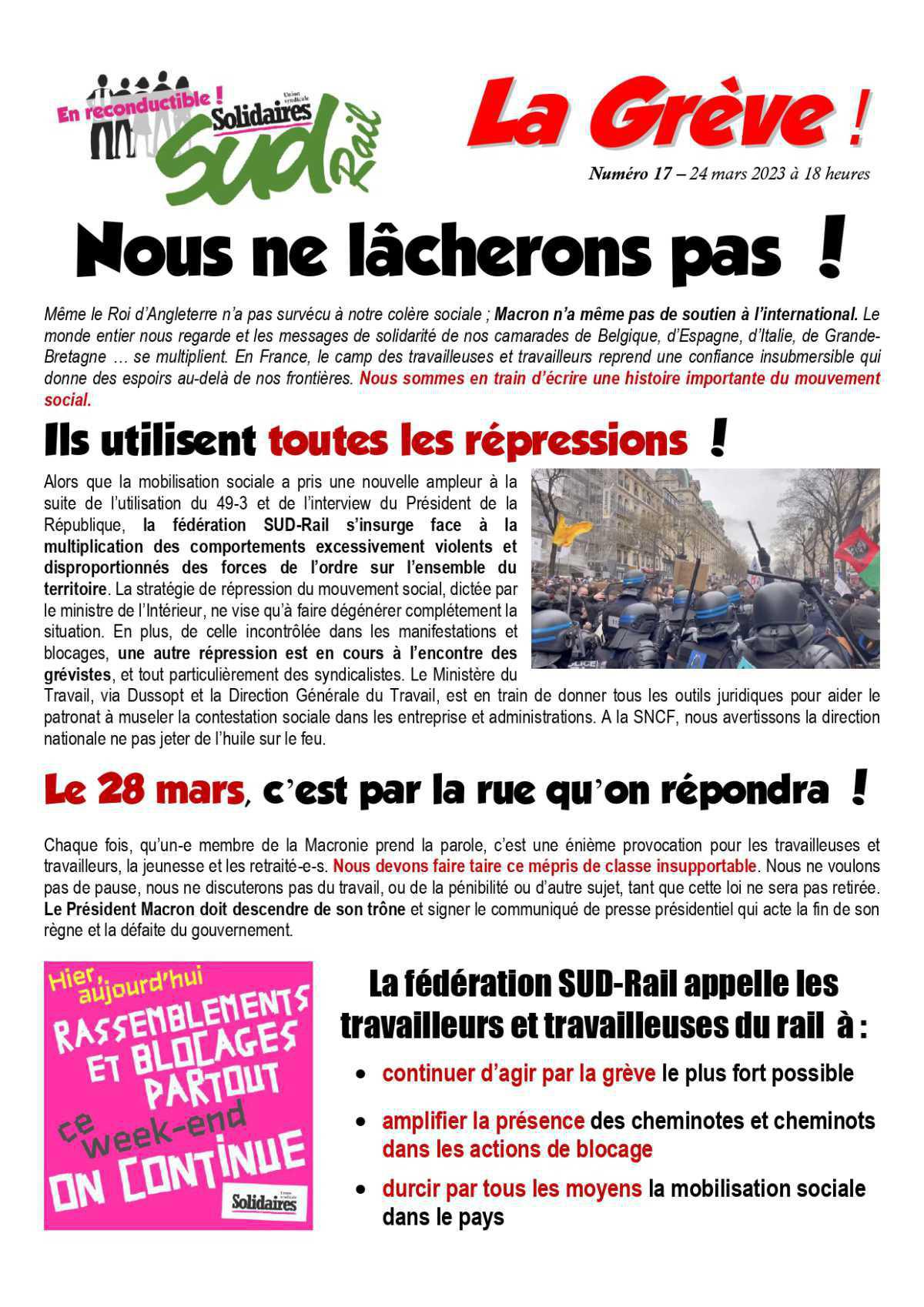 Retraites (17) - Nous ne lâcherons pas ! Retraites (17) - Nous ne lâcherons pas !