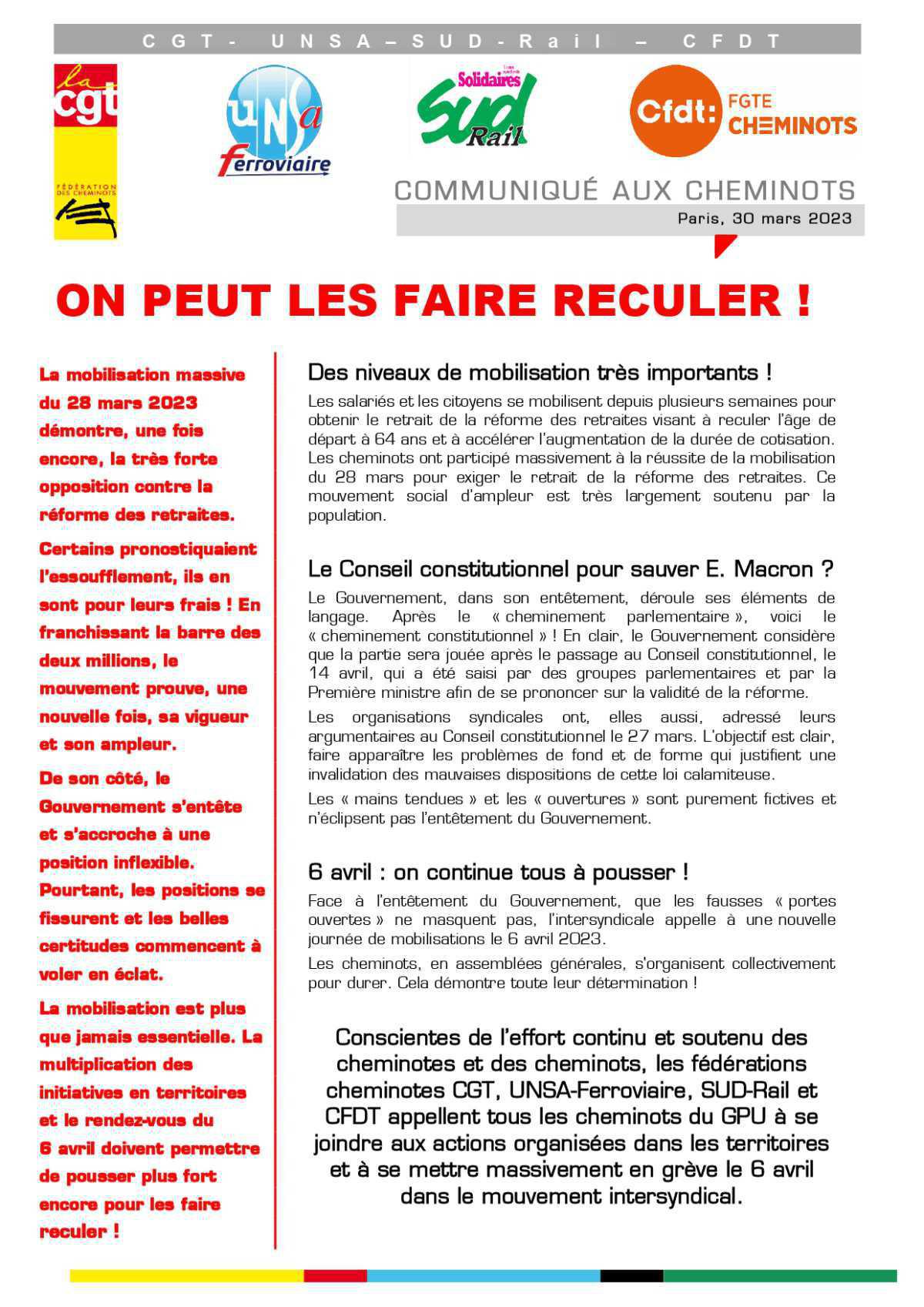 Retraites - On peut les faire reculer ! Retraites - On peut les faire reculer !