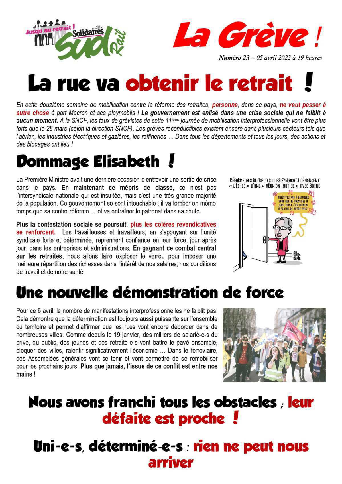 Retraites (23) - La rue va obtenir le retrait ! Retraites (23) - La rue va obtenir le retrait !