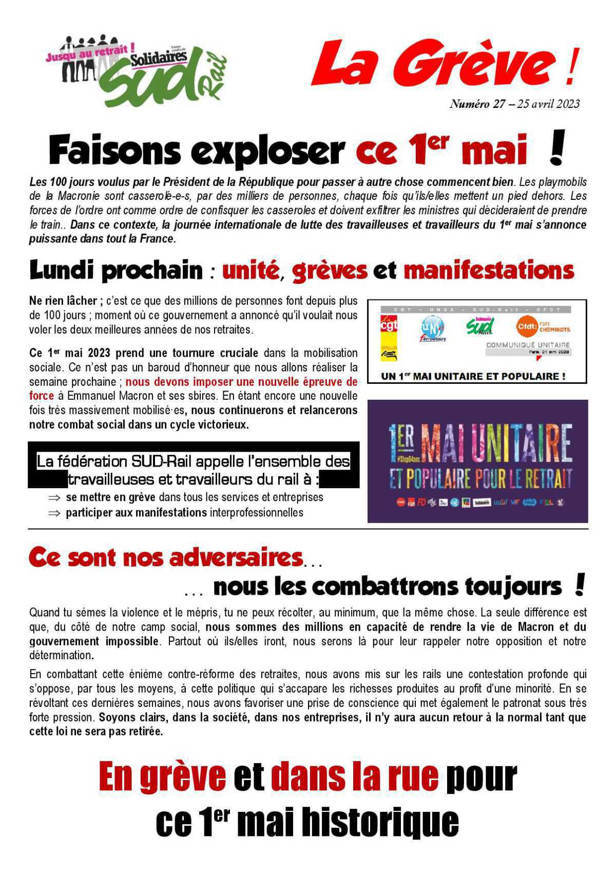 Retraites - Faisons exploser ce 1er Mai ! Retraites - Faisons exploser ce 1er Mai !