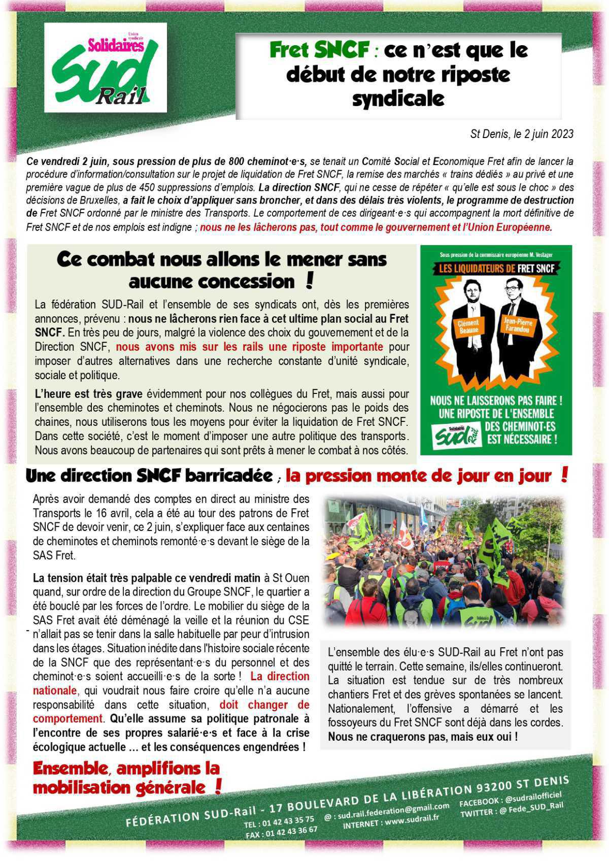 FRET - Ce n'est que le début de notre riposte syndicale ! FRET - Ce n'est que le début de notre riposte syndicale !