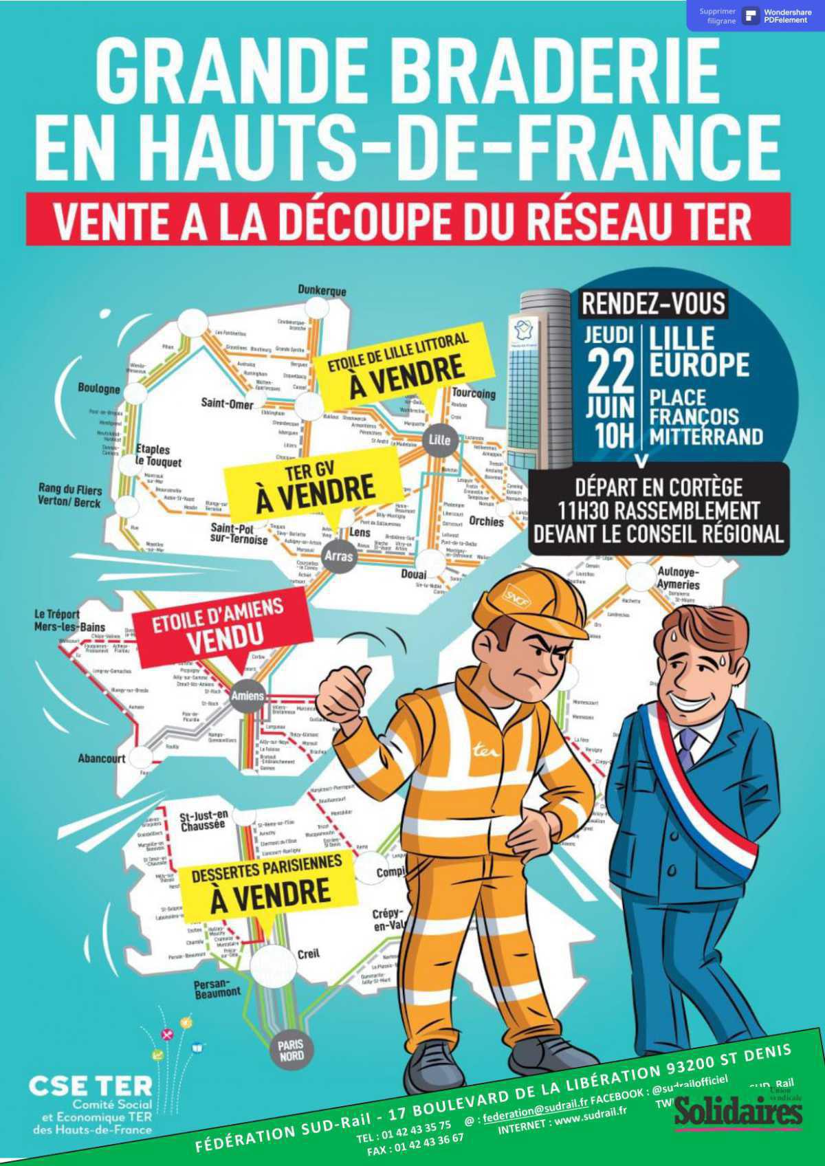 Le 22 juin, à Lille, refusons la stratégie antisociale de la direction SNCF ! Le 22 juin, à Lille, refusons la stratégie antisociale de la direction SNCF !