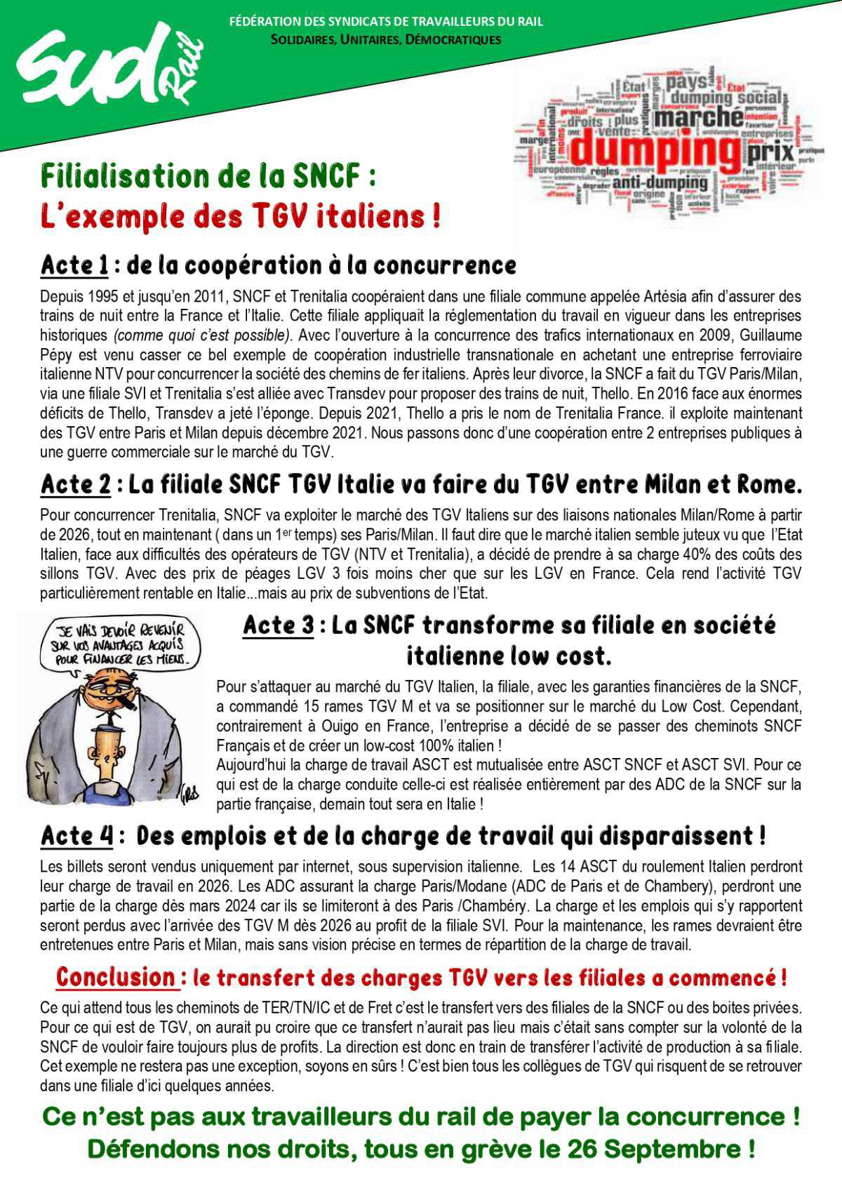 Filialisation de la SNCF, l'exemple des TGV italiens !