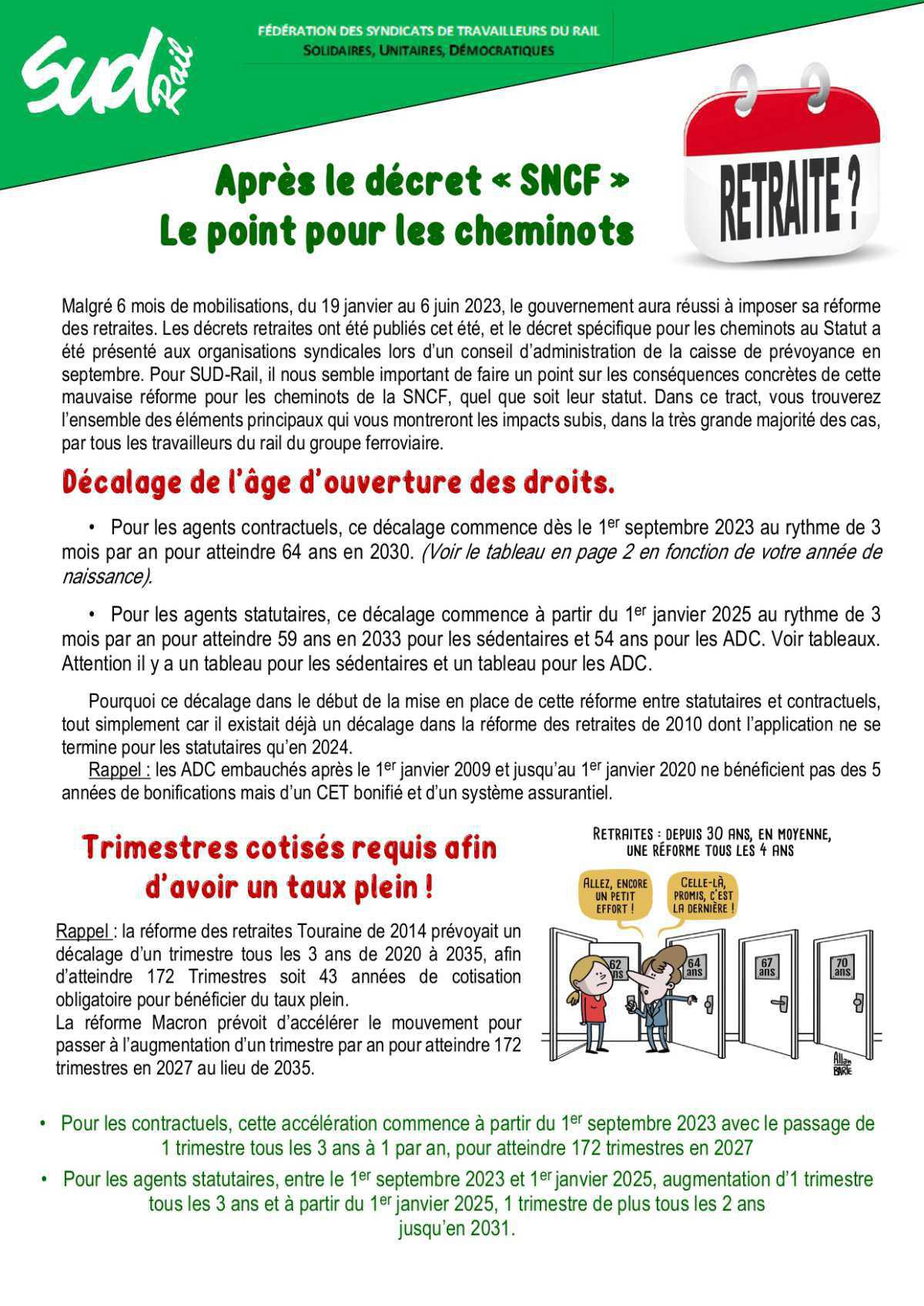 Retraites - Après le décret « SNCF », le point pour les cheminots Retraites - Après le décret « SNCF », le point pour les cheminots