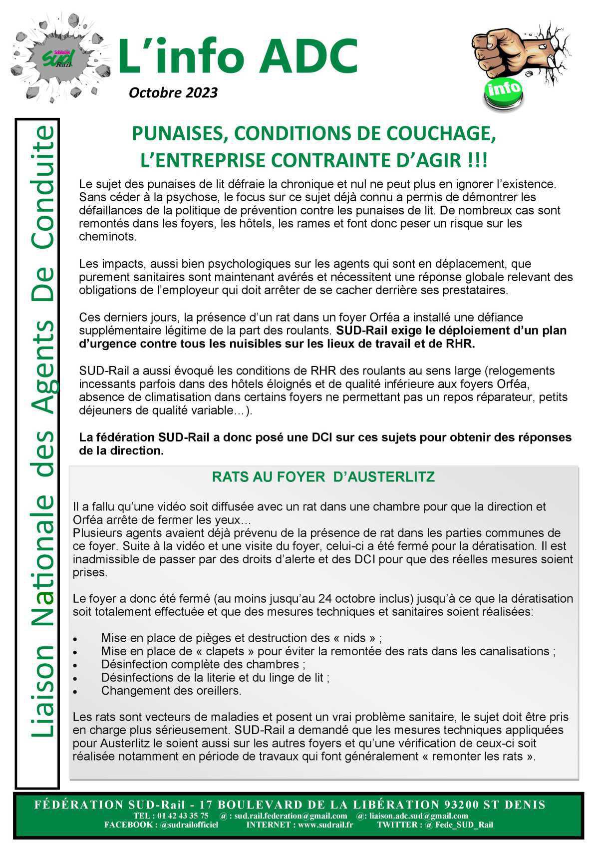 L'info ADC : PUNAISES, CONDITIONS DE COUCHAGE, L’ENTREPRISE CONTRAINTE D’AGIR !!! L'info ADC : PUNAISES, CONDITIONS DE COUCHAGE, L’ENTREPRISE CONTRAINTE D’AGIR !!!