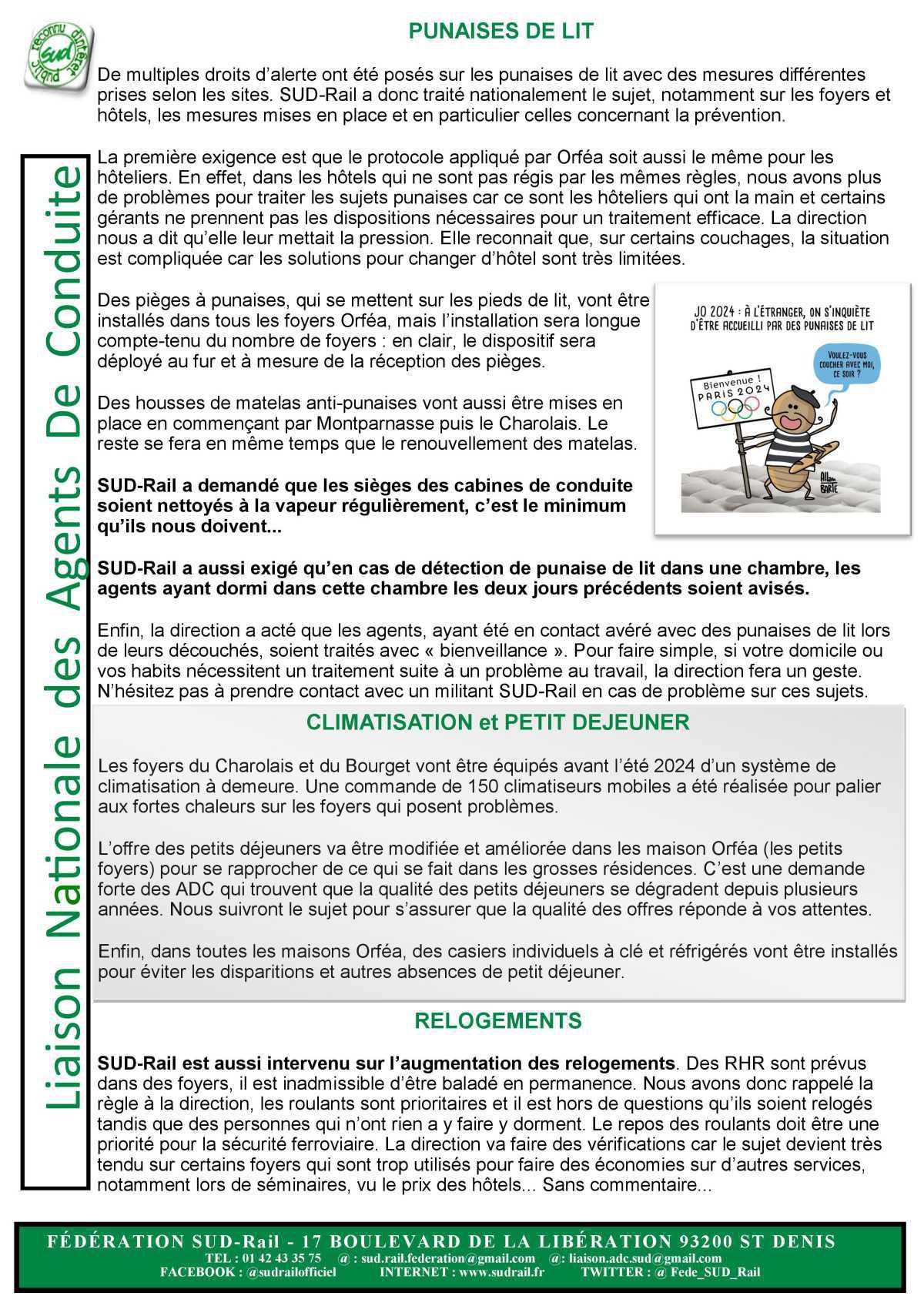 L'info ADC : PUNAISES, CONDITIONS DE COUCHAGE, L’ENTREPRISE CONTRAINTE D’AGIR !!! L'info ADC : PUNAISES, CONDITIONS DE COUCHAGE, L’ENTREPRISE CONTRAINTE D’AGIR !!!