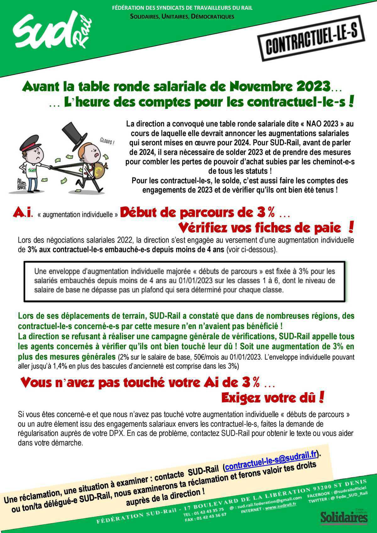 Avant la table ronde salariale de Novembre 2023… … L’heure des comptes pour les contractuel-le-s! Avant la table ronde salariale de Novembre 2023… … L’heure des comptes pour les contractuel-le-s!