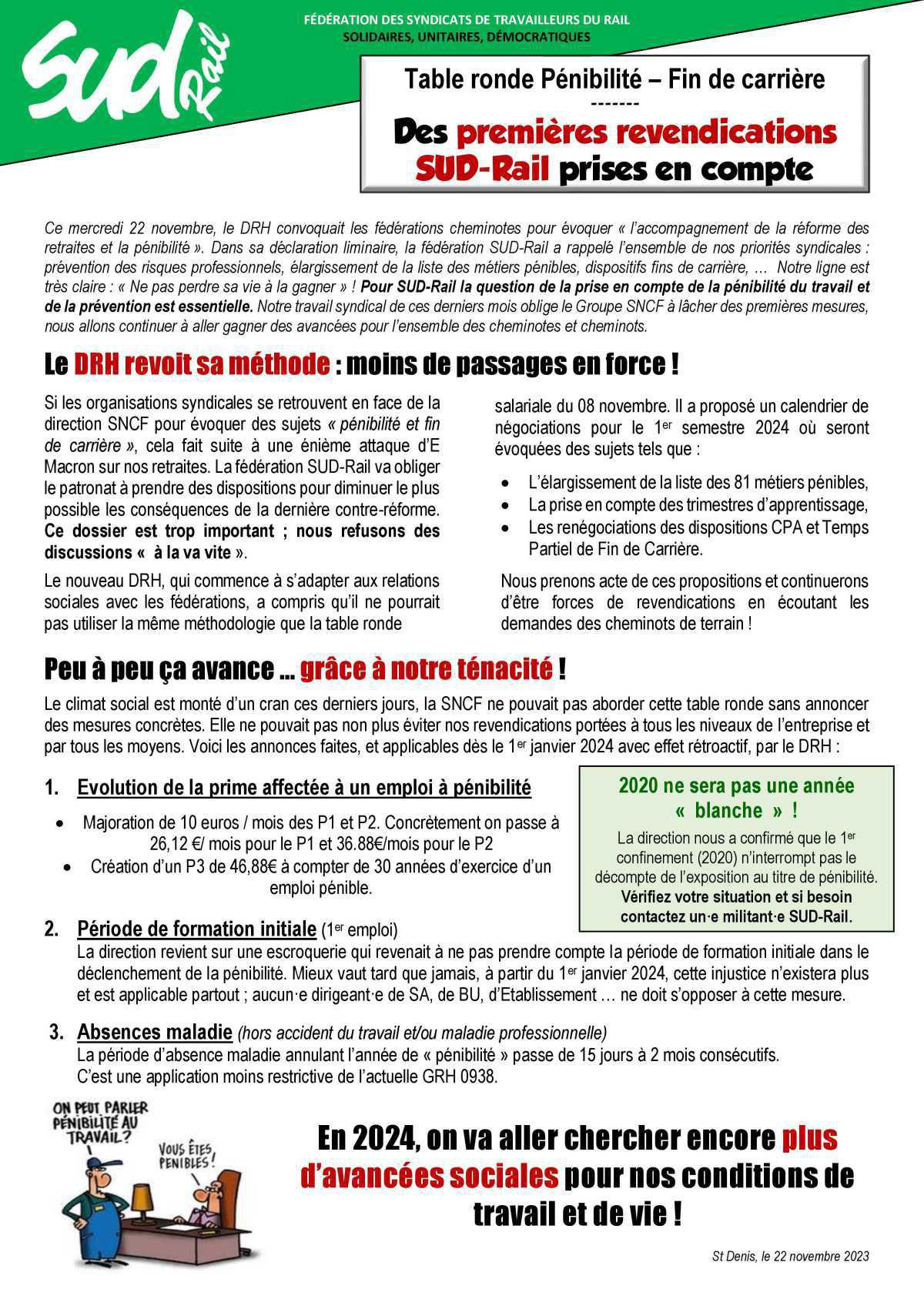Table ronde Pénibilité – Fin de carrière ,des premières revendications SUD-Rail prises en compte Table ronde Pénibilité – Fin de carrière ,des premières revendications SUD-Rail prises en compte