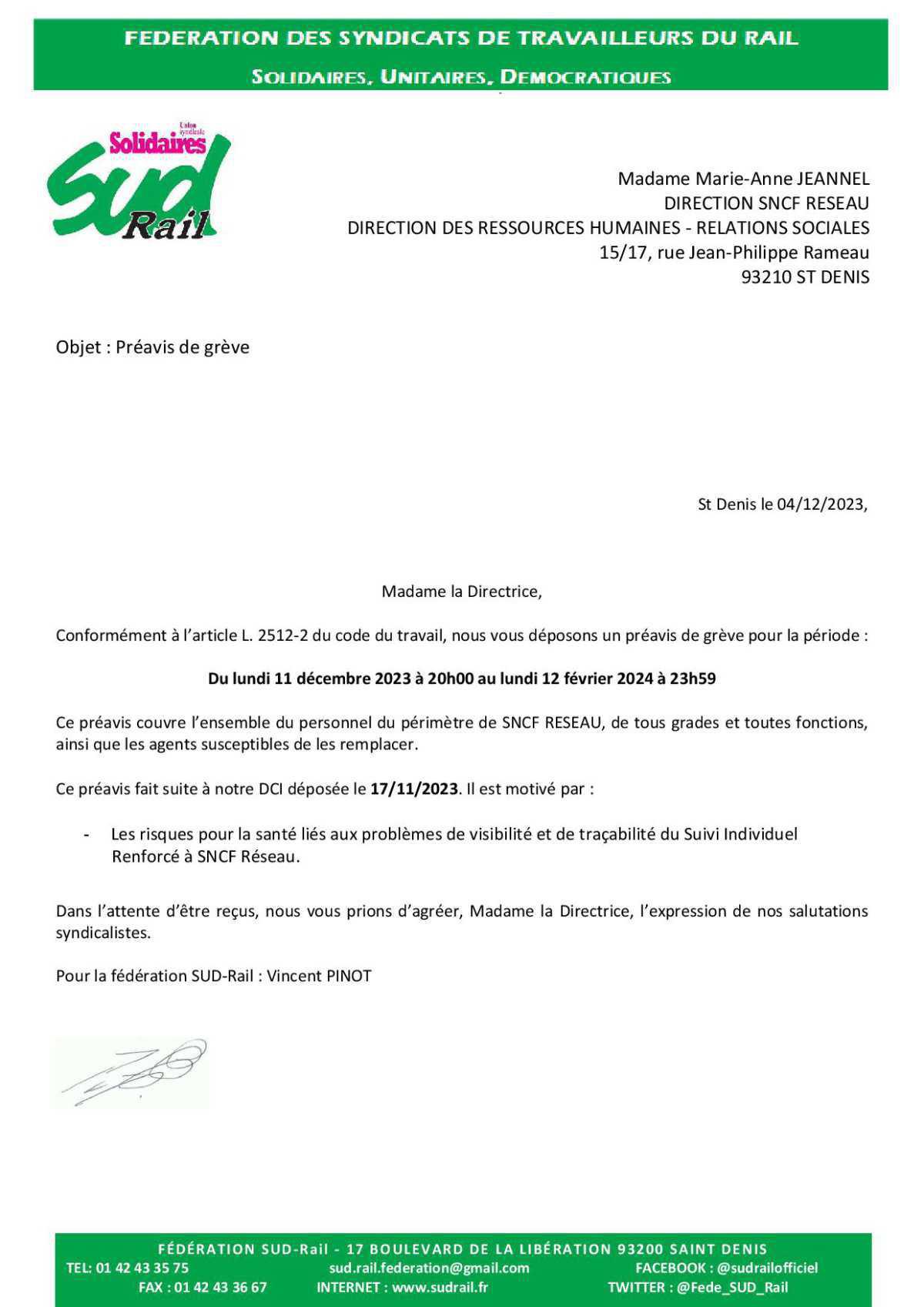 préavis réseau:du lundi 11 décembre 2023 à 20h00 au lundi 12 février 2024 à 23h59 préavis réseau:du lundi 11 décembre 2023 à 20h00 au lundi 12 février 2024 à 23h59