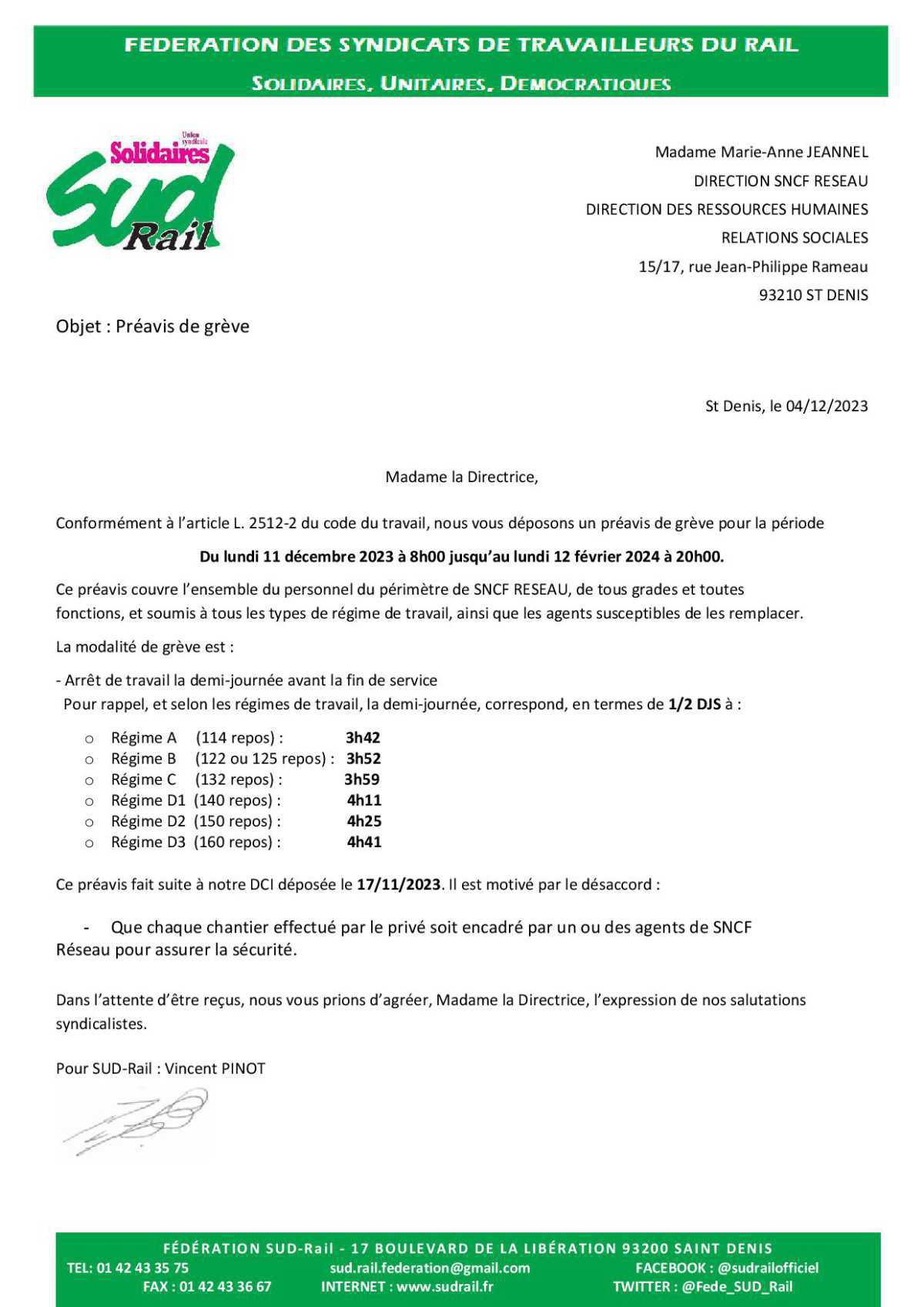 Préavis de grève réseau: arrêt de travail la demi-journée avant la fin de service Préavis de grève réseau: arrêt de travail la demi-journée avant la fin de service