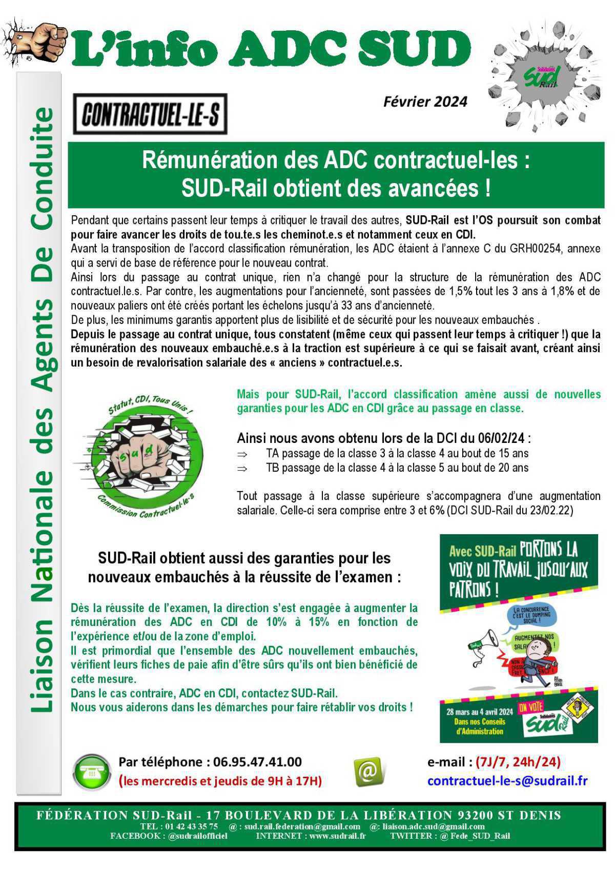 Rémunération des ADC contractuel-les : SUD-Rail obtient des avancées ! Rémunération des ADC contractuel-les : SUD-Rail obtient des avancées !
