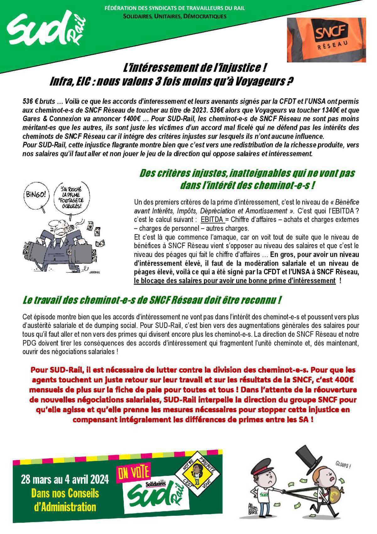 L’intéressement de l’injustice ! Les cheminot-e-s de l'Infra, et des EIC : valennt-ils 3 fois moins qu’à Voyageurs ? L’intéressement de l’injustice ! Les cheminot-e-s de l'Infra, et des EIC : valennt-ils 3 fois moins qu’à Voyageurs ?