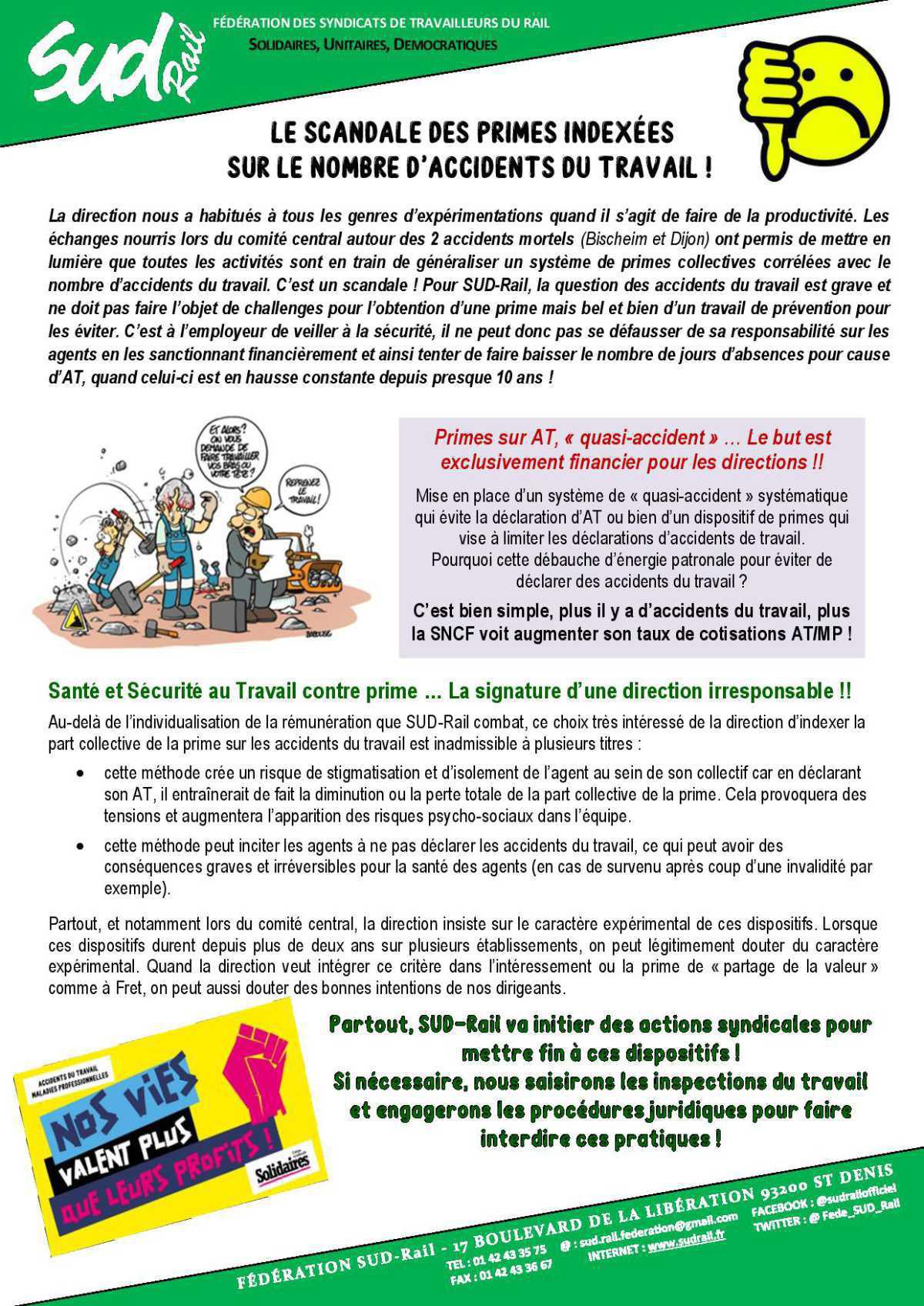 LE SCANDALE DES PRIMES INDEXÉES SUR LE NOMBRE D’ACCIDENTS DU TRAVAIL ! LE SCANDALE DES PRIMES INDEXÉES SUR LE NOMBRE D’ACCIDENTS DU TRAVAIL !