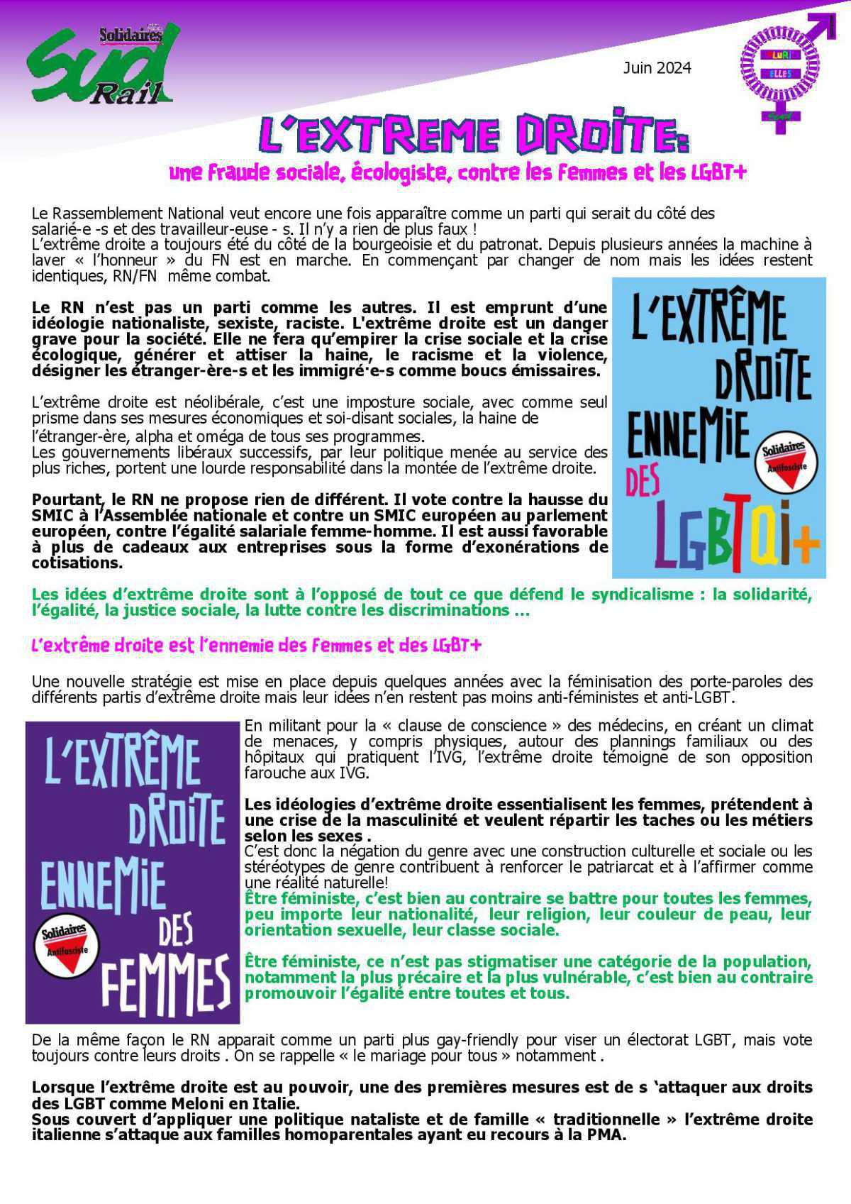 L’extrême droite : une fraude sociale, écologiste, contre les femmes et les LGBT L’extrême droite : une fraude sociale, écologiste, contre les femmes et les LGBT