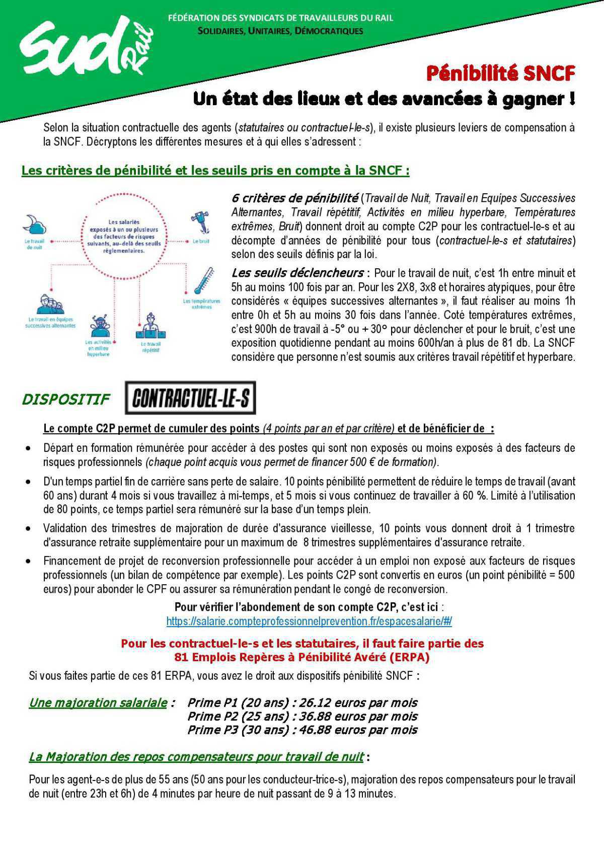 Pénibilité SNCF Un état des lieux et des avancées à gagner ! Pénibilité SNCF Un état des lieux et des avancées à gagner !