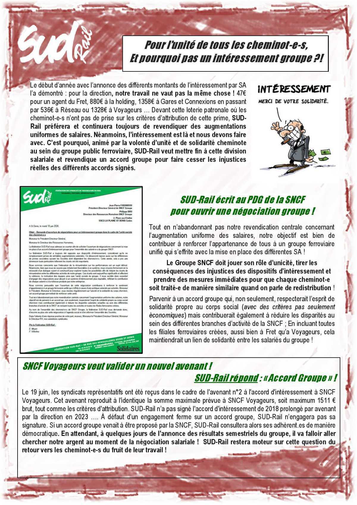 Pour l’unité de tous les cheminot-e-s, Et pourquoi pas un intéressement groupe ?! Pour l’unité de tous les cheminot-e-s, Et pourquoi pas un intéressement groupe ?!