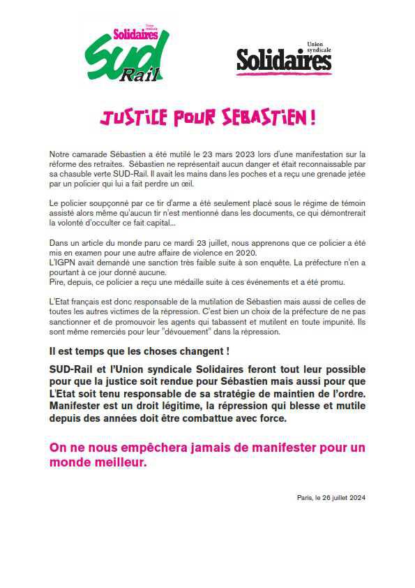 JUSTICE POUR SEBASTIEN !