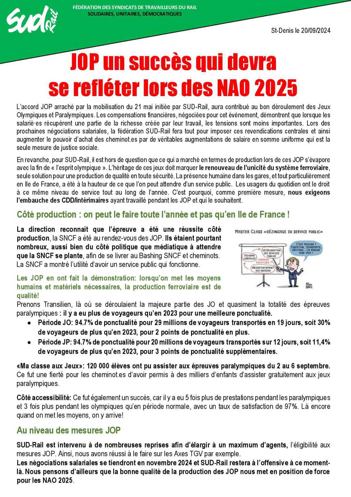 JOP un succès qui devra se refléter lors des NAO 2025