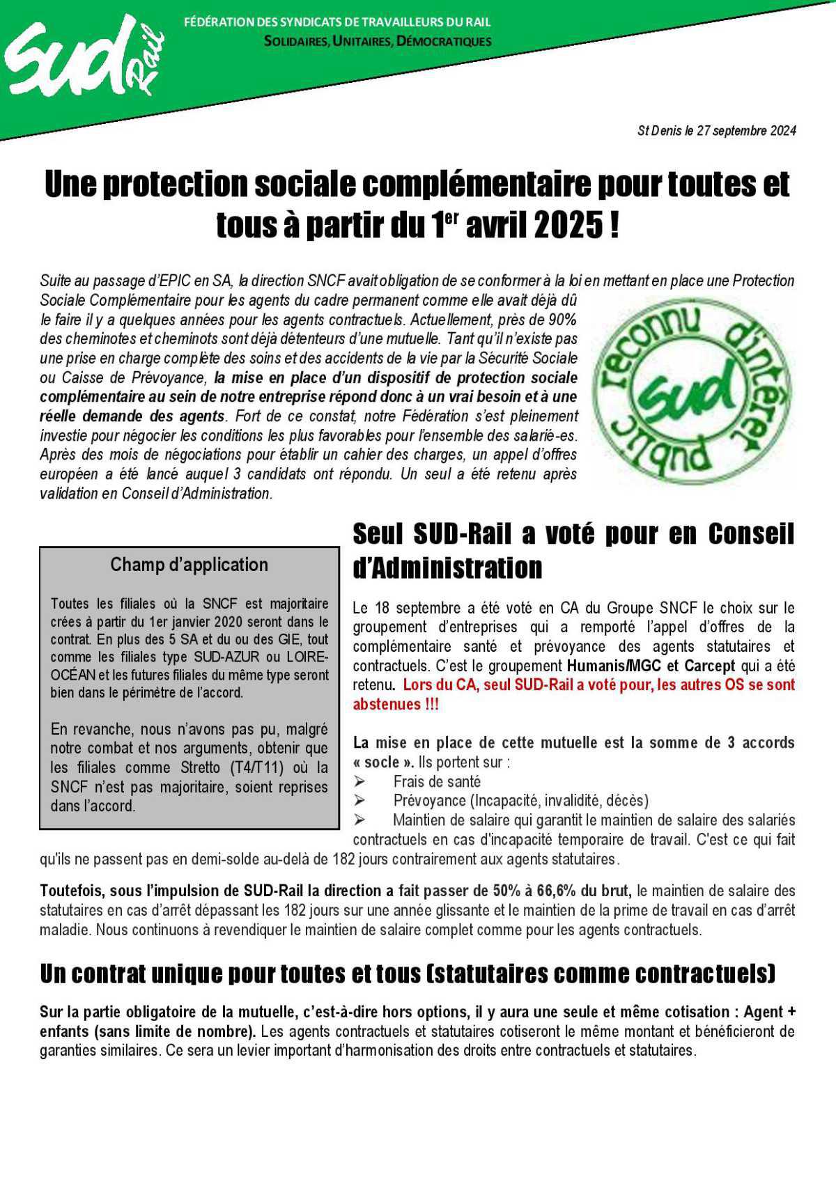 Une protection sociale complémentaire pour toutes et tous à partir du 1er avril 2025 !