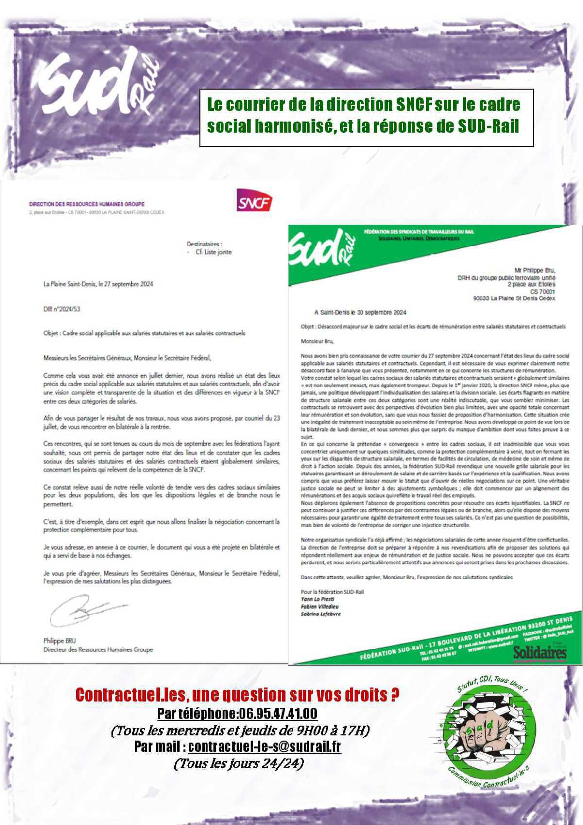 Statutaires / Contractuel.es ? Cadre social harmonisé ? La SNCF se moque de nous ! Statutaires / Contractuel.es ? Cadre social harmonisé ? La SNCF se moque de nous !