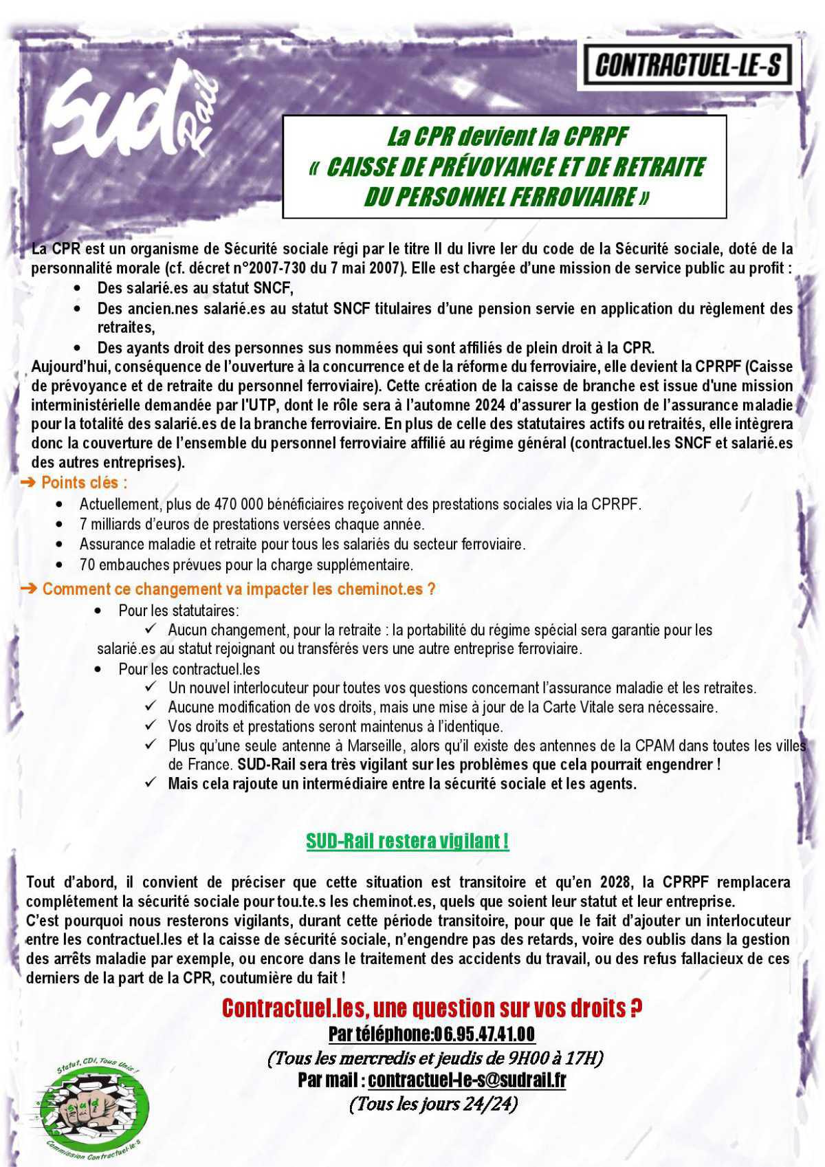 La CPR devient la CPRPF « CAISSE DE PRÉVOYANCE ET DE RETRAITE DU PERSONNEL FERROVIAIRE »