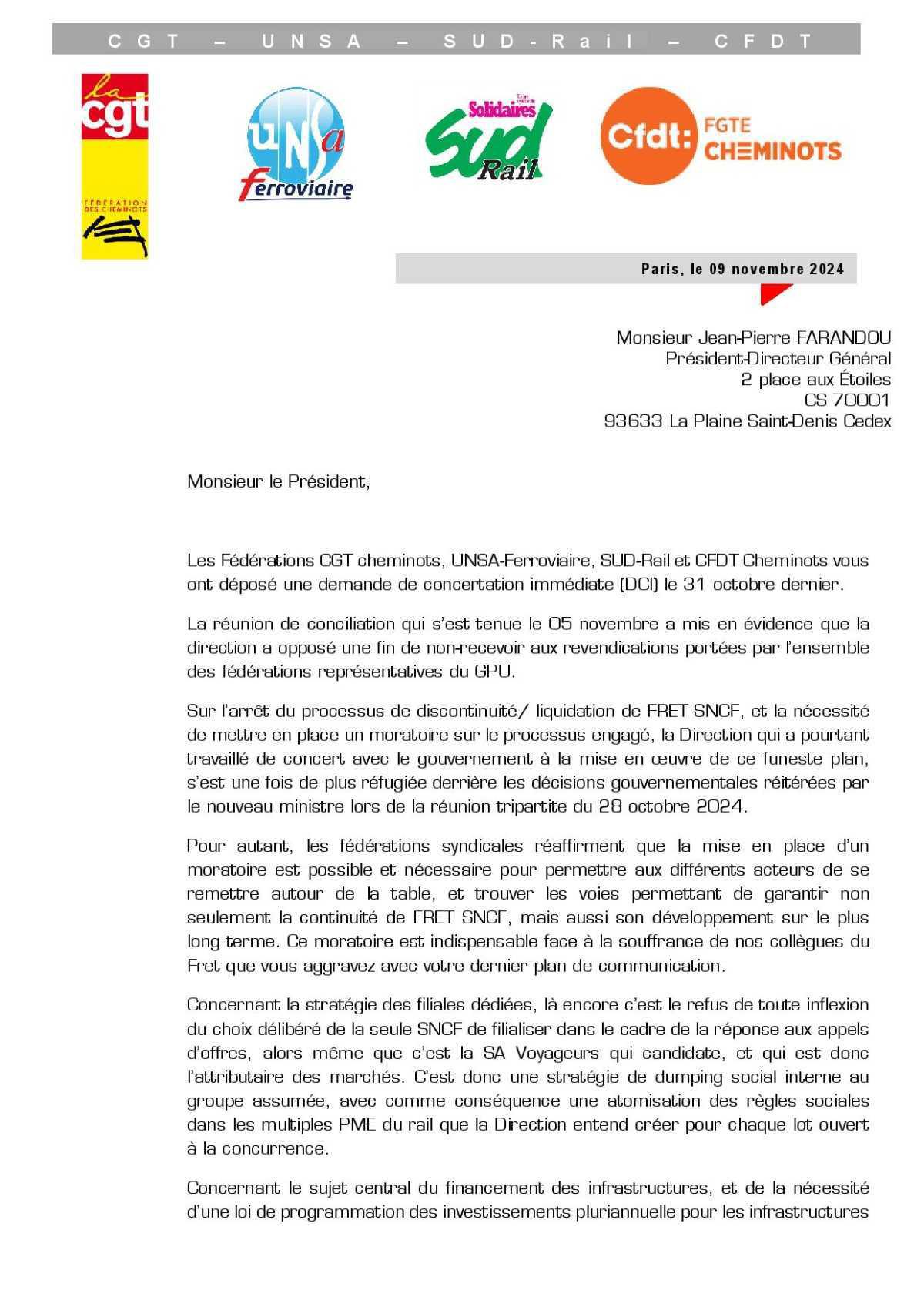 Conflit de fin d'année 2024: préavis de grève unitaire Conflit de fin d'année 2024: préavis de grève unitaire
