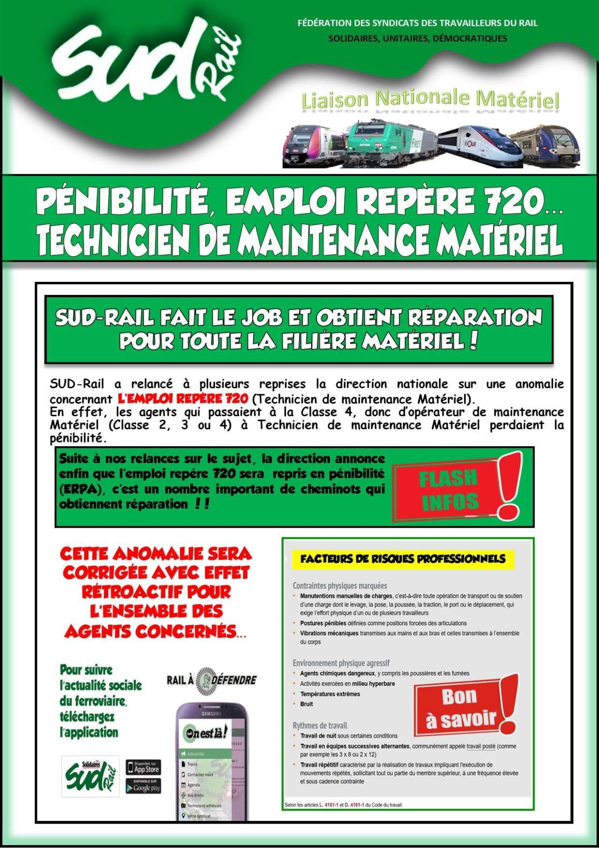 SUD-Rail fait le job et obtient réparation pour toute la filière matériel !