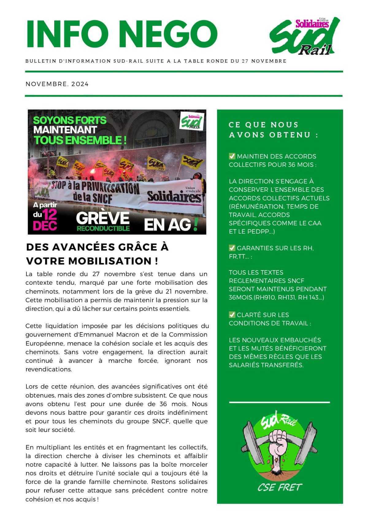 Info négo table ronde FRET:DES AVANCÉES GRÂCE ÀVOTRE MOBILISATION ! Info négo table ronde FRET:DES AVANCÉES GRÂCE ÀVOTRE MOBILISATION !