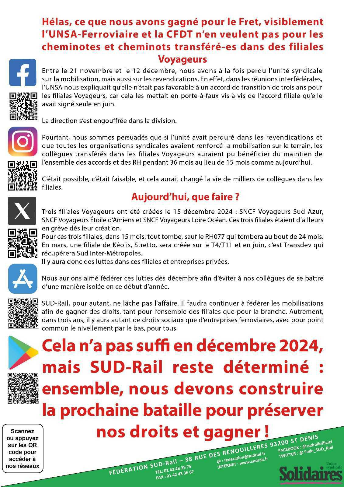 Premiers retours sur la mobilisation de fin d’année 2024 Premiers retours sur la mobilisation de fin d’année 2024